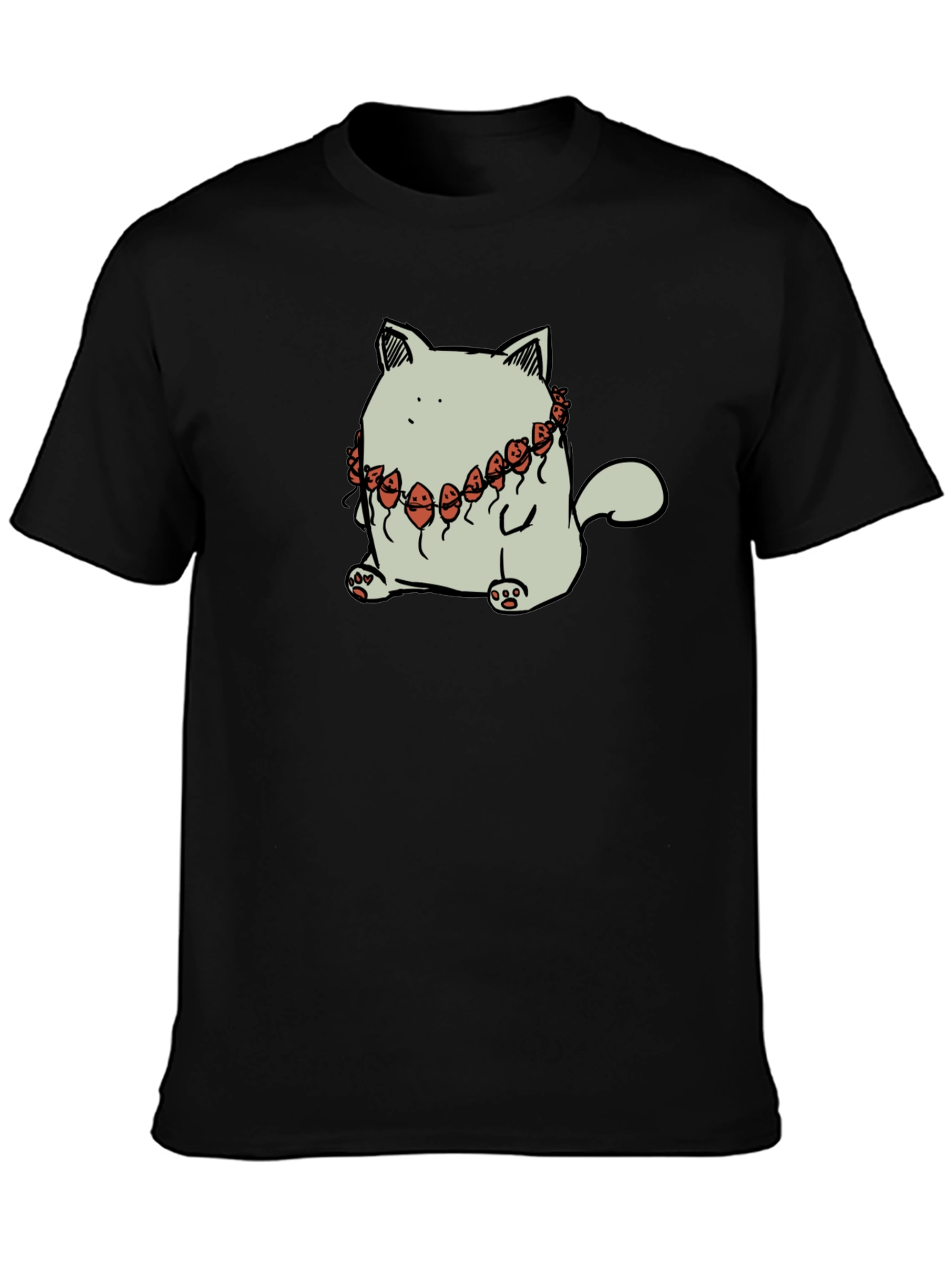 Cat Wearing Balloons Graphic Tee - Black