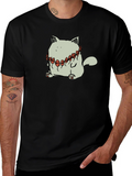 Cat Wearing Balloons Graphic Tee - Black