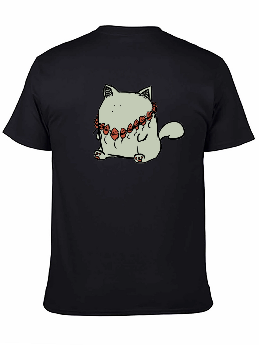 Cat Wearing Balloons Graphic Tee - Black