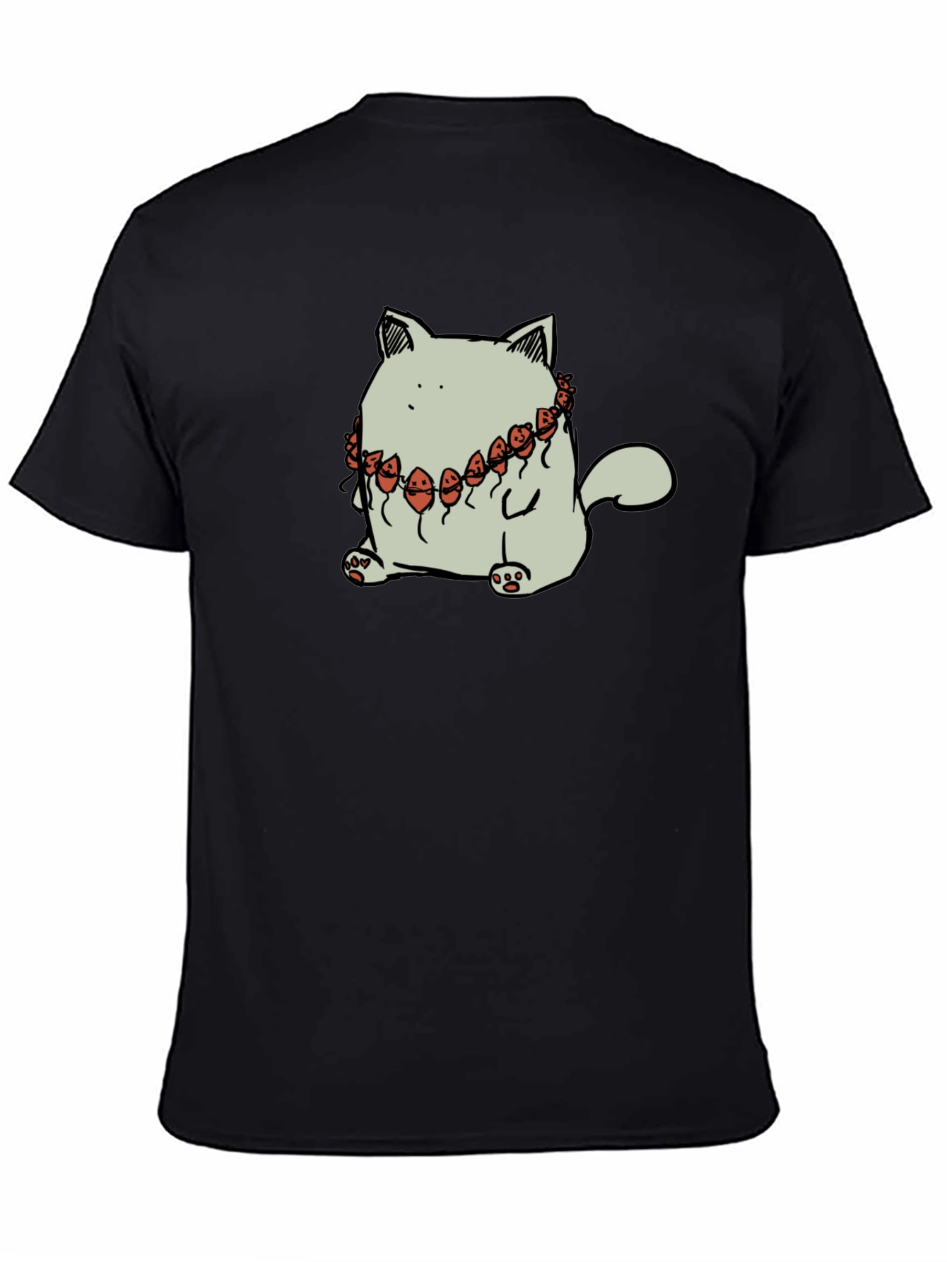 Cat Wearing Balloons Graphic Tee - Black