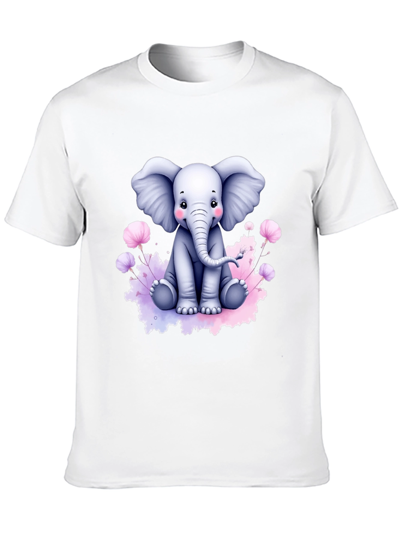 Cute Elephant Graphic Tee - Black Cotton T-Shirt