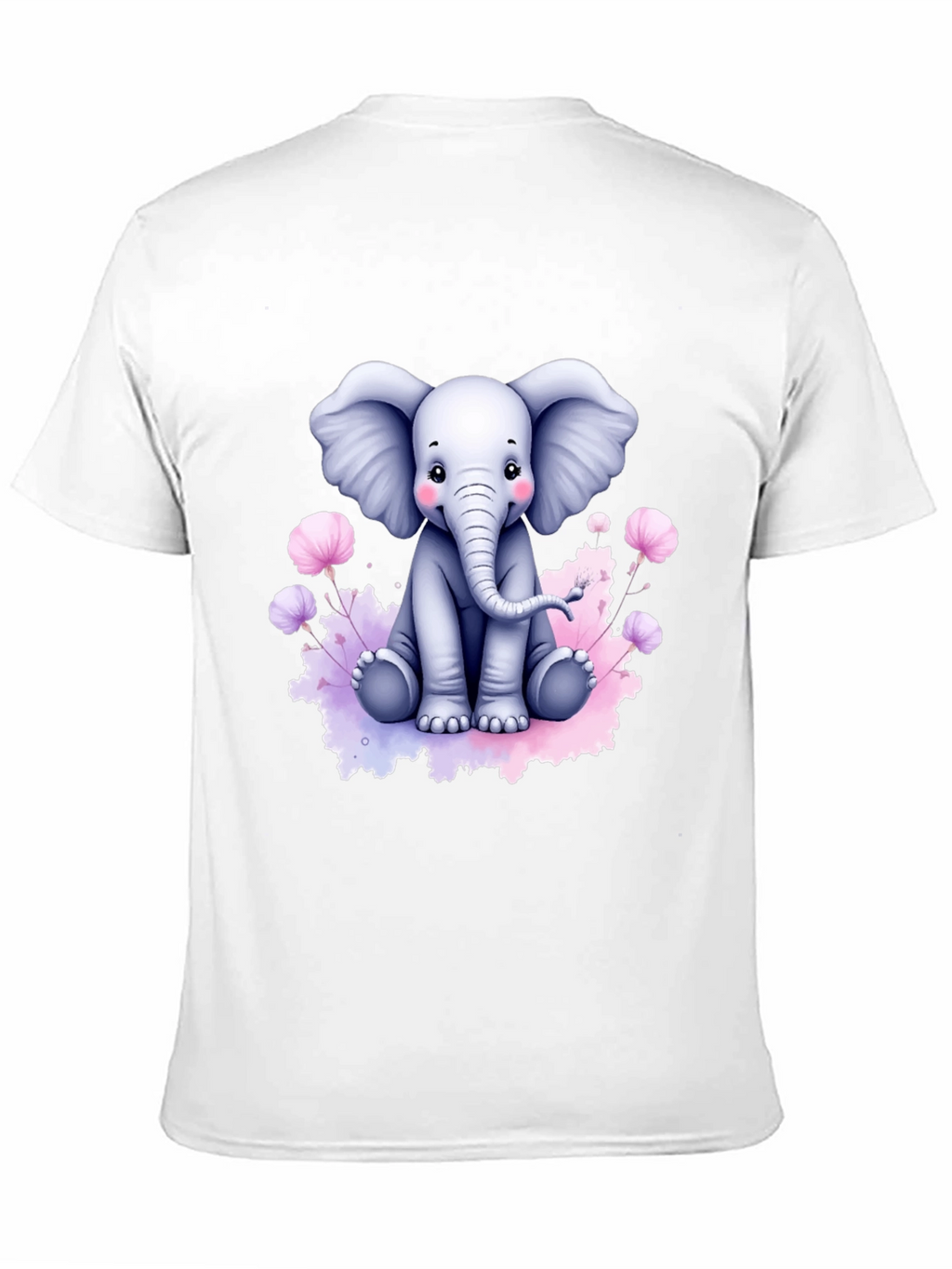 Cute Elephant Graphic Tee - Black Cotton T-Shirt