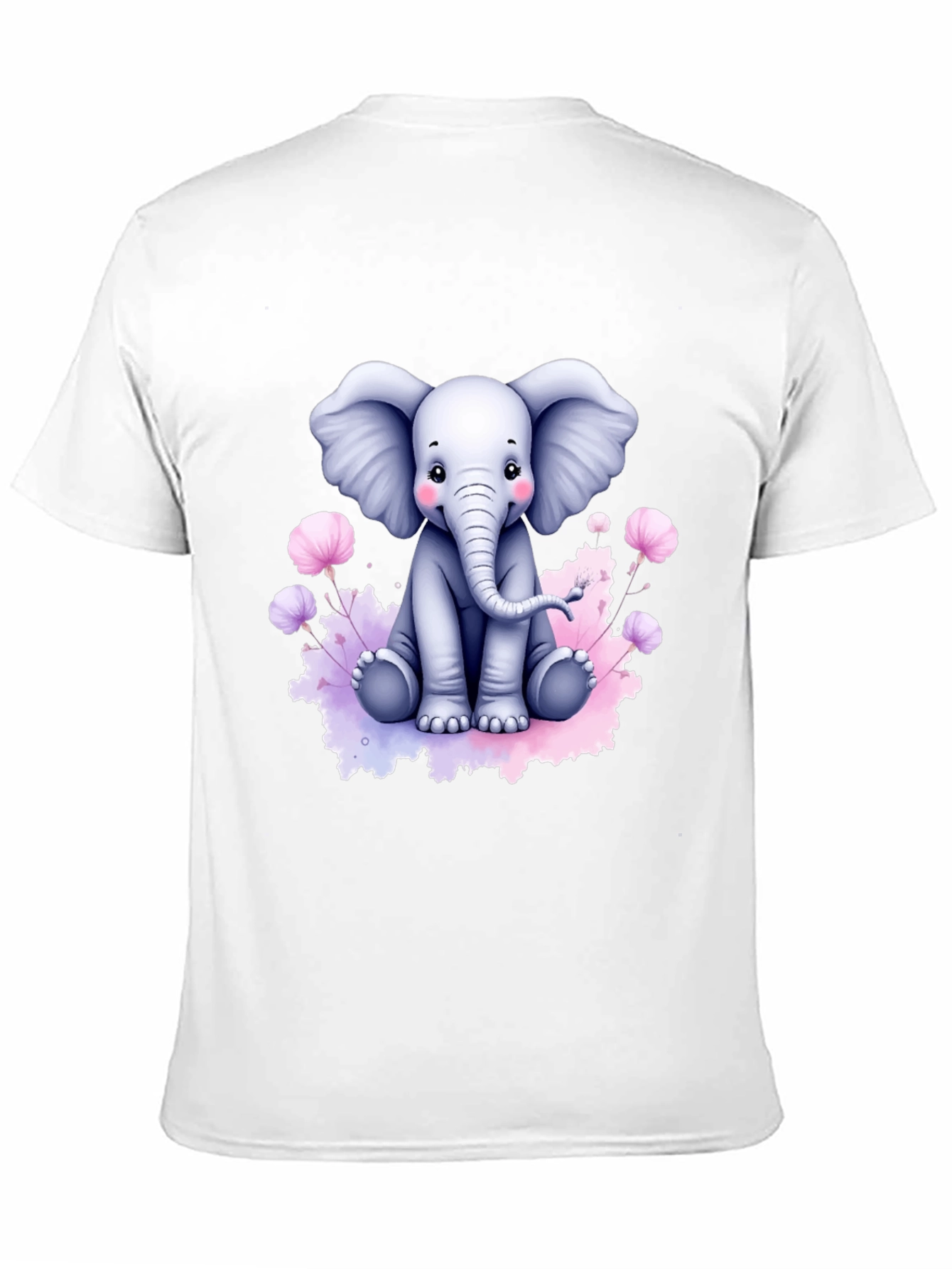 Cute Elephant Graphic Tee - Black Cotton T-Shirt