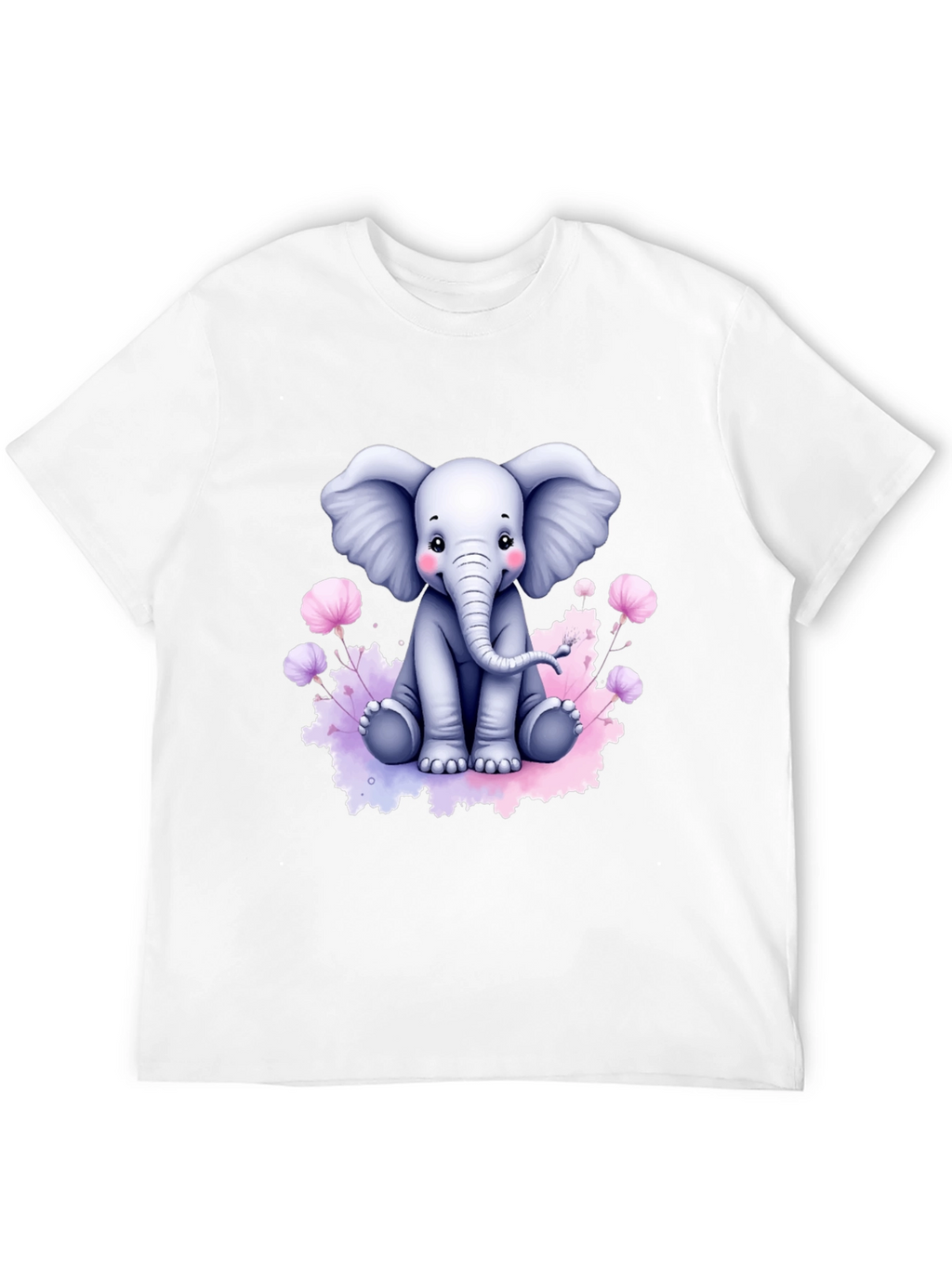 Cute Elephant Graphic Tee - Black Cotton T-Shirt