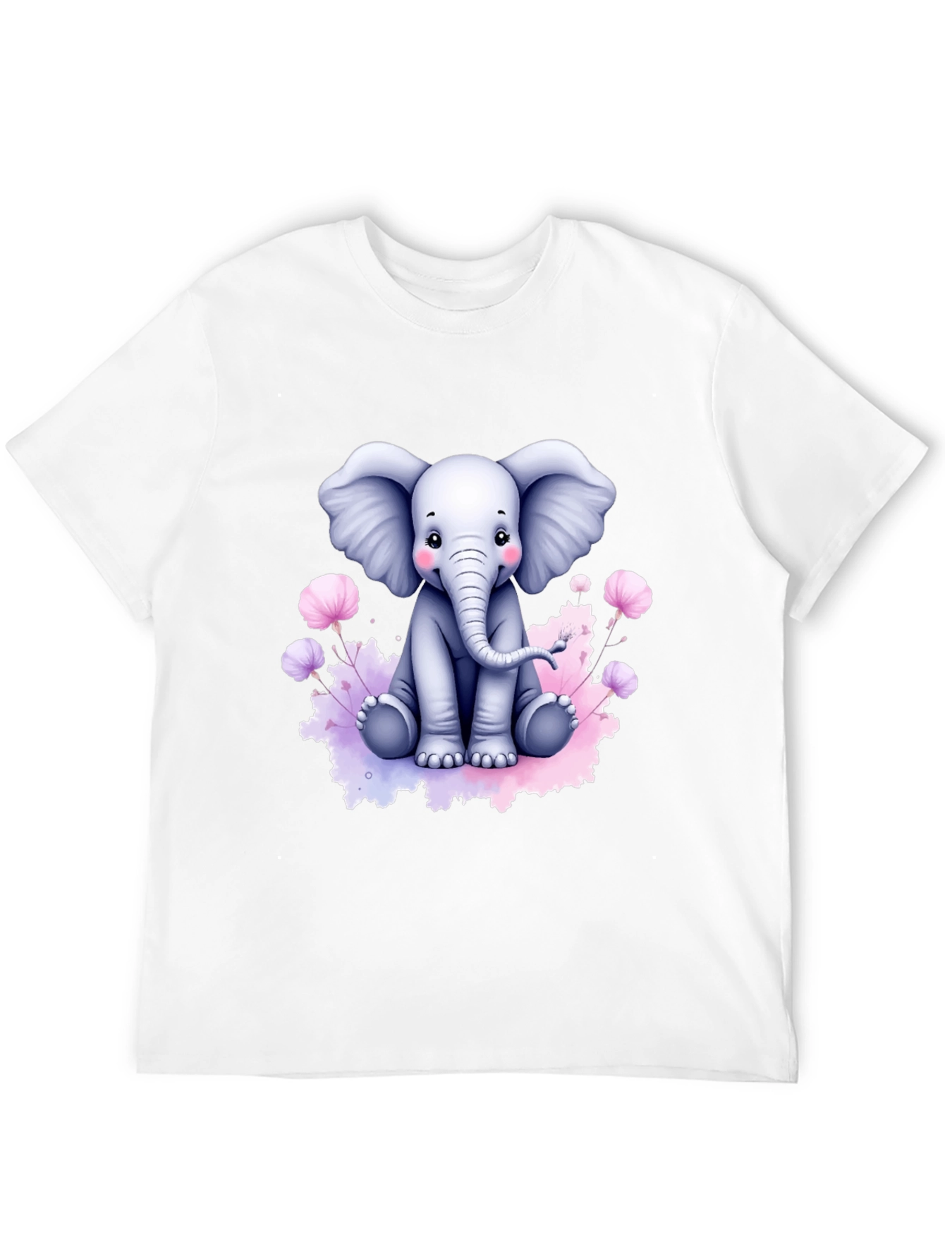Cute Elephant Graphic Tee - Black Cotton T-Shirt