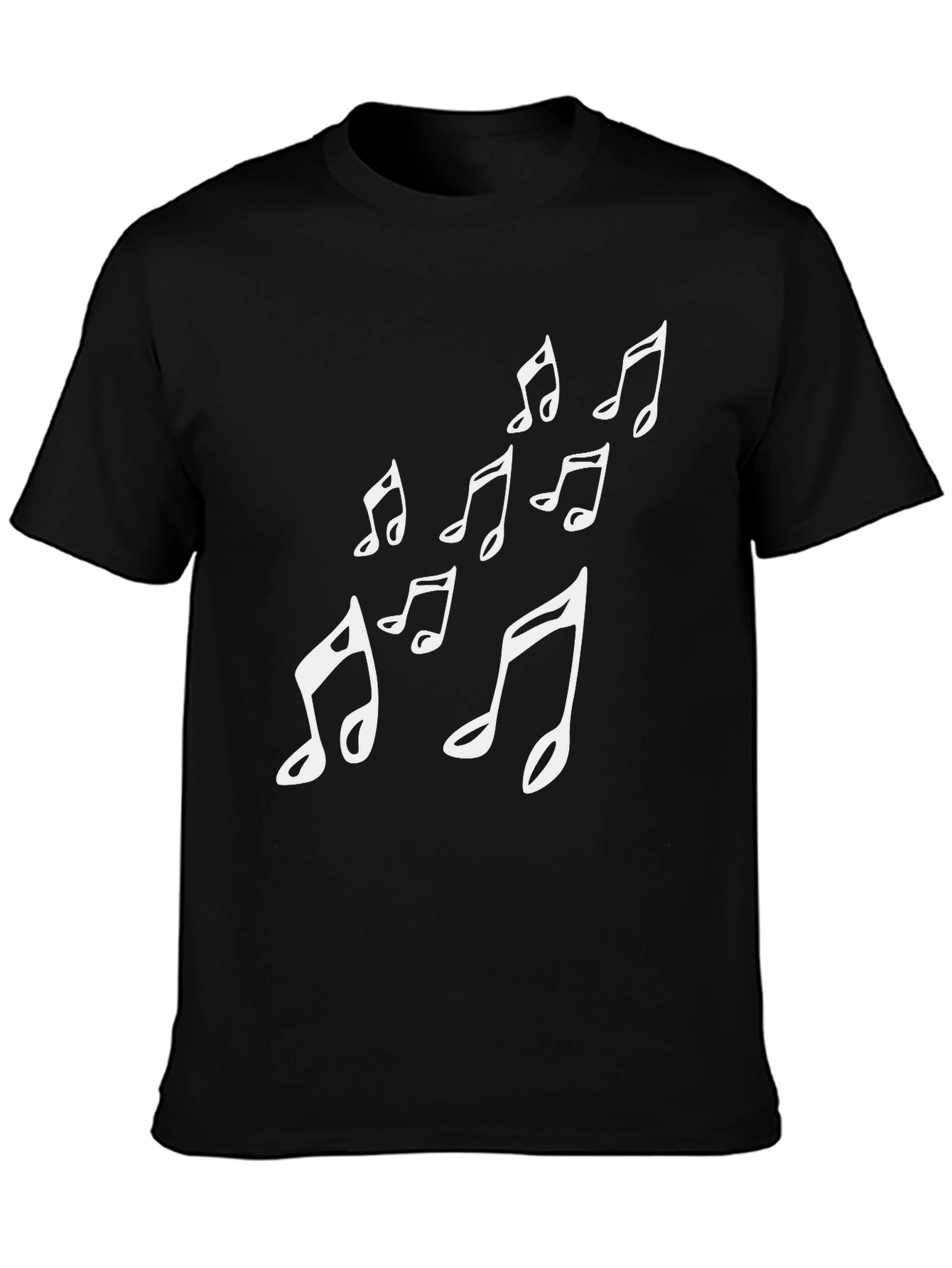 Musical Notes Graphic Tee - Black Cotton T-Shirt