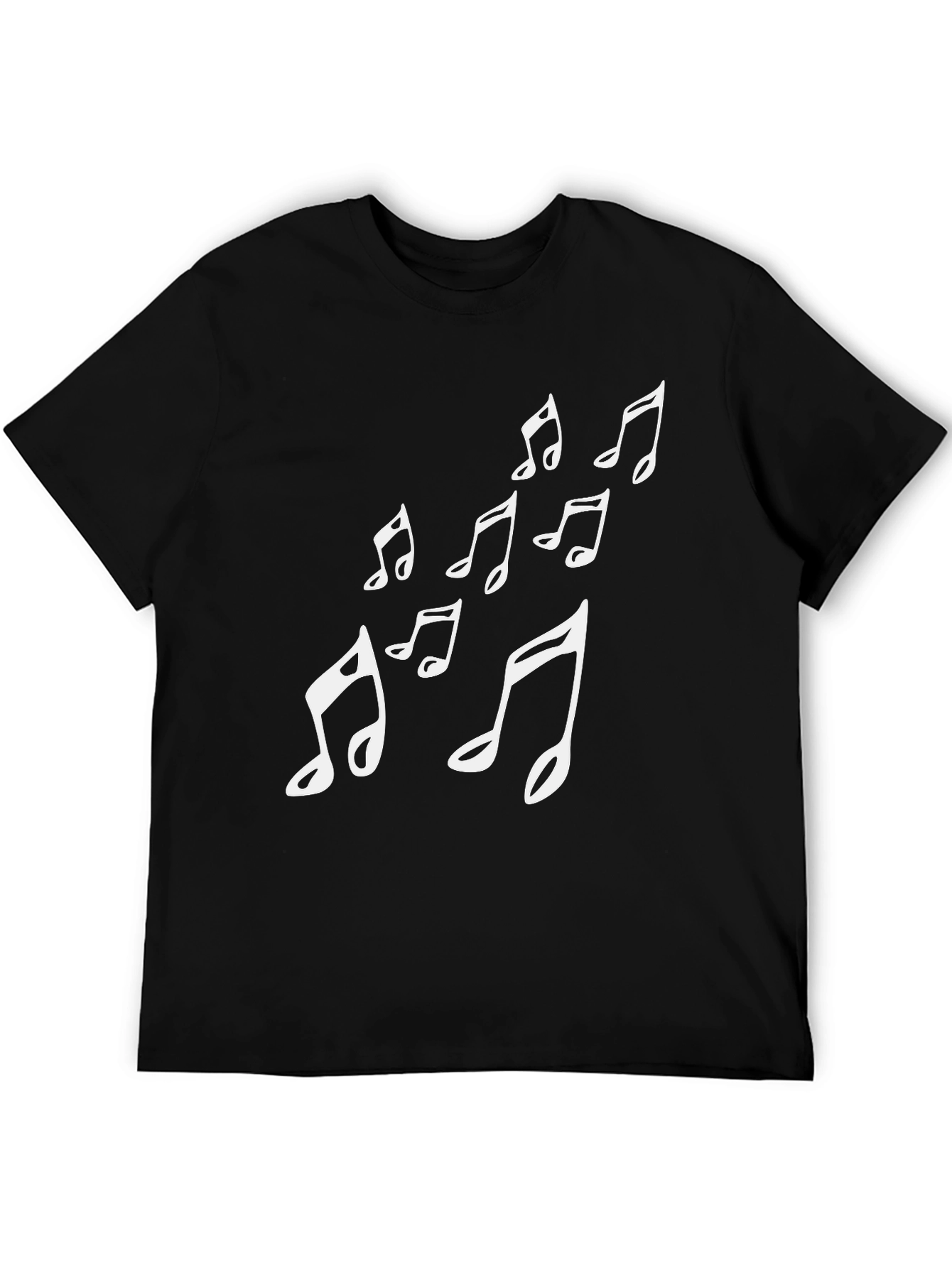 Musical Notes Graphic Tee - Black Cotton T-Shirt