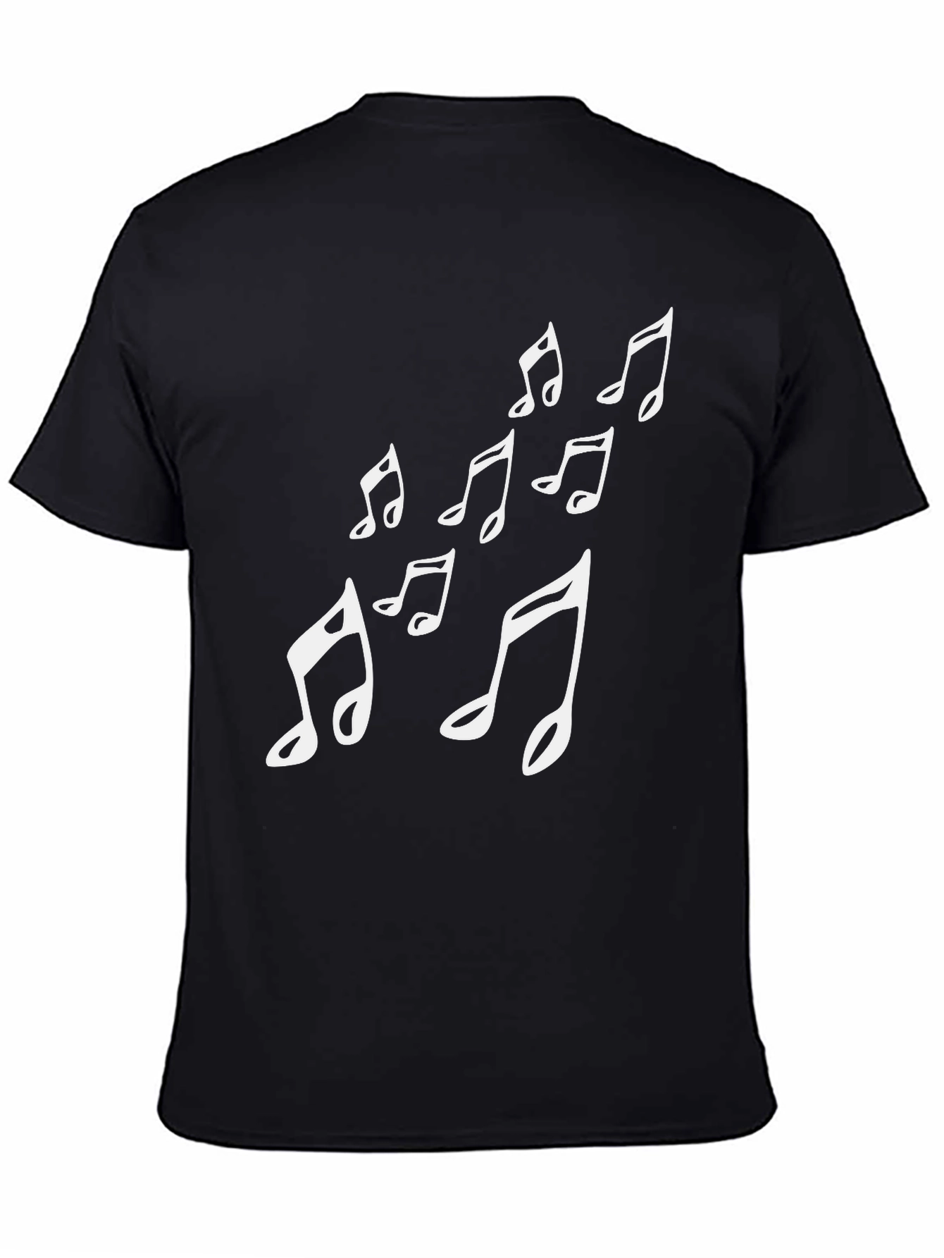 Musical Notes Graphic Tee - Black Cotton T-Shirt