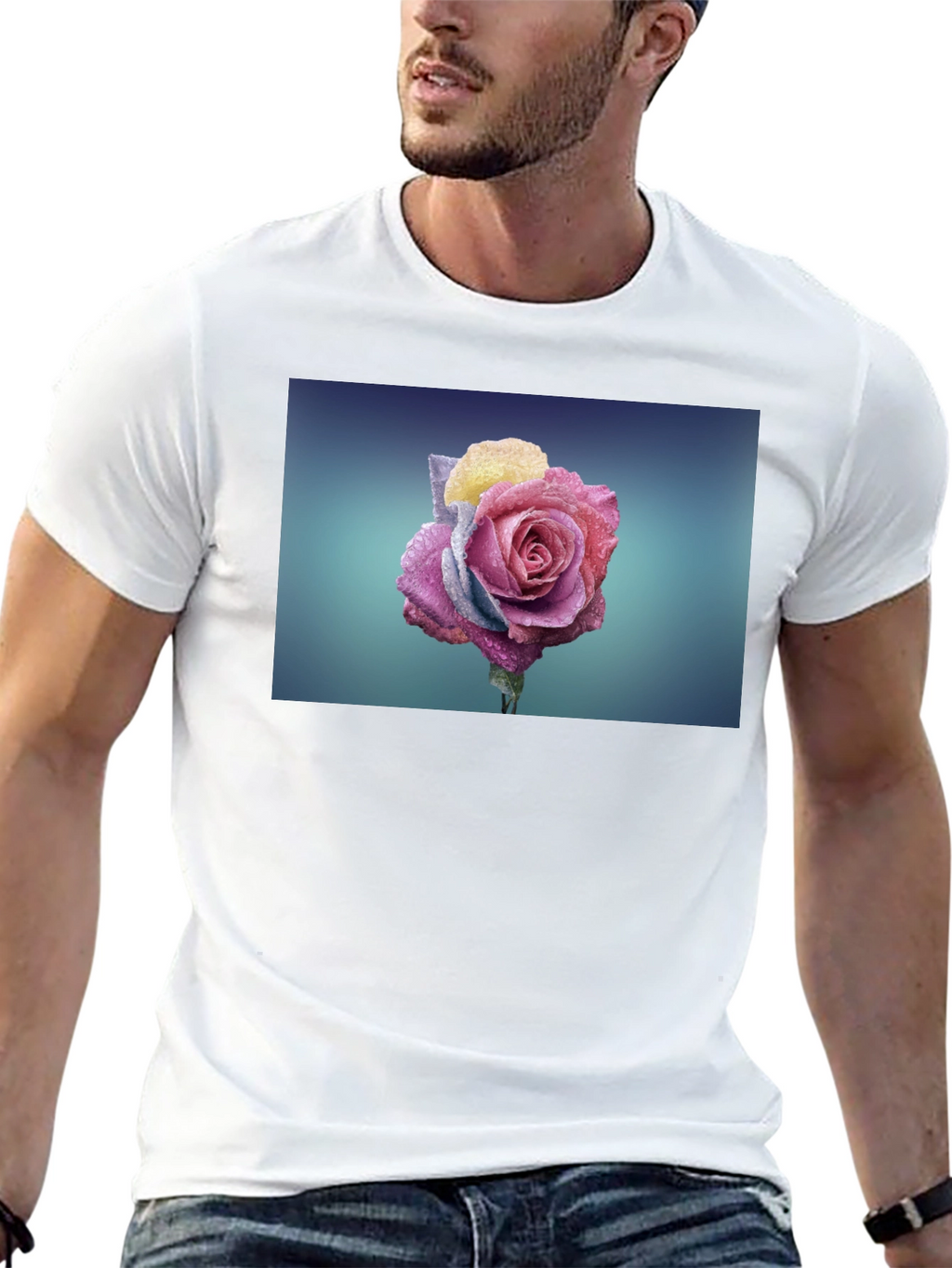 Rose Graphic Tee - Modern Black T-Shirt