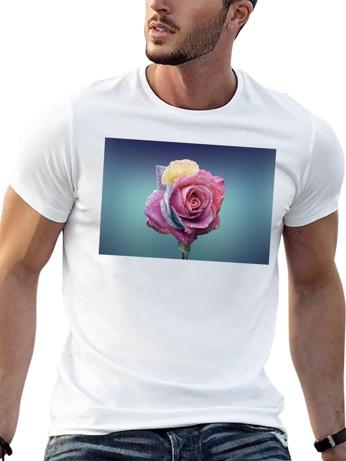 Rose Graphic Tee - Modern Black T-Shirt