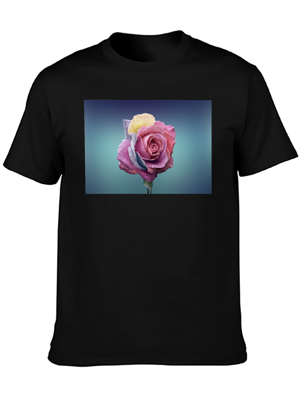 Rose Graphic Tee - Modern Black T-Shirt
