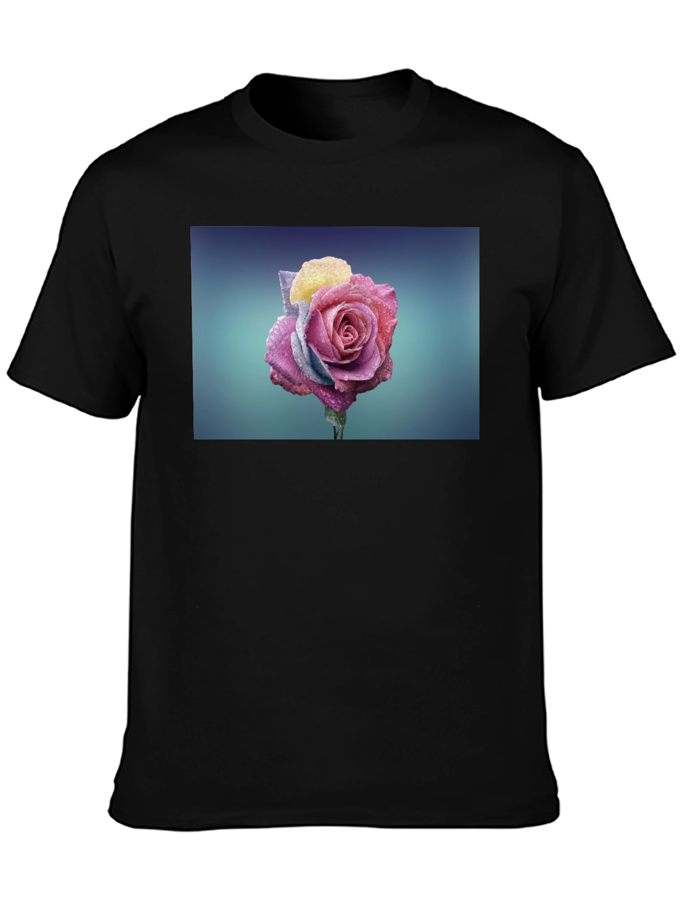 Rose Graphic Tee - Modern Black T-Shirt