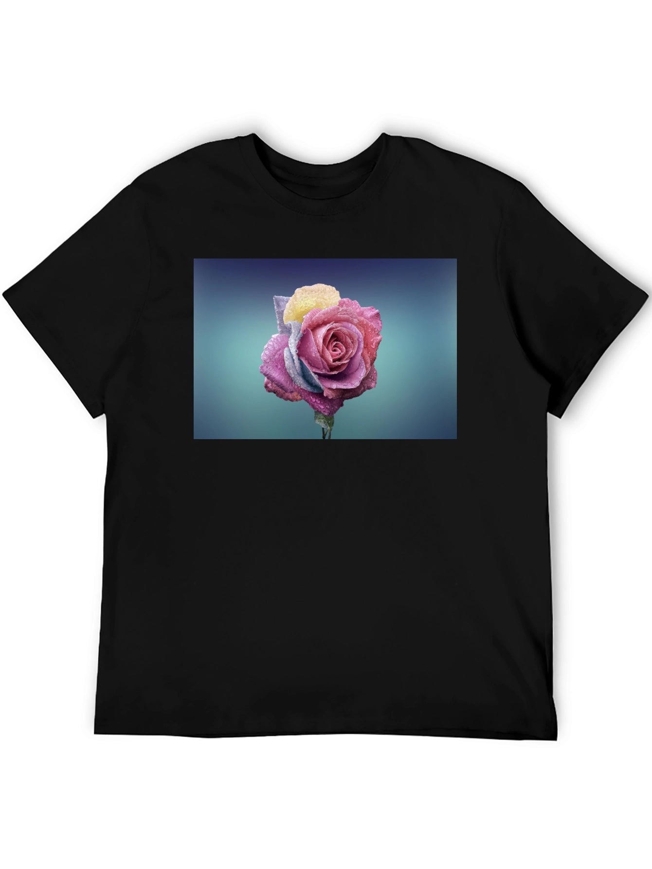 Rose Graphic Tee - Modern Black T-Shirt