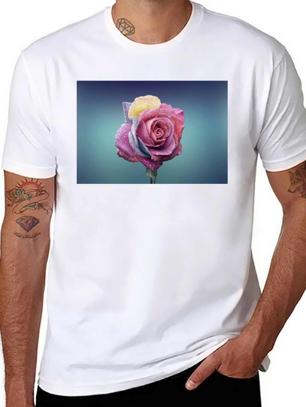 Rose Graphic Tee - Modern Black T-Shirt