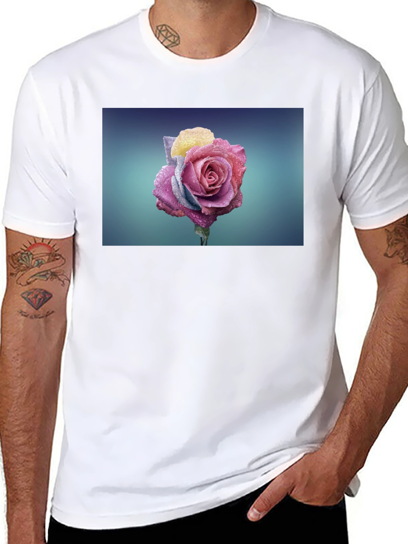 Rose Graphic Tee - Modern Black T-Shirt