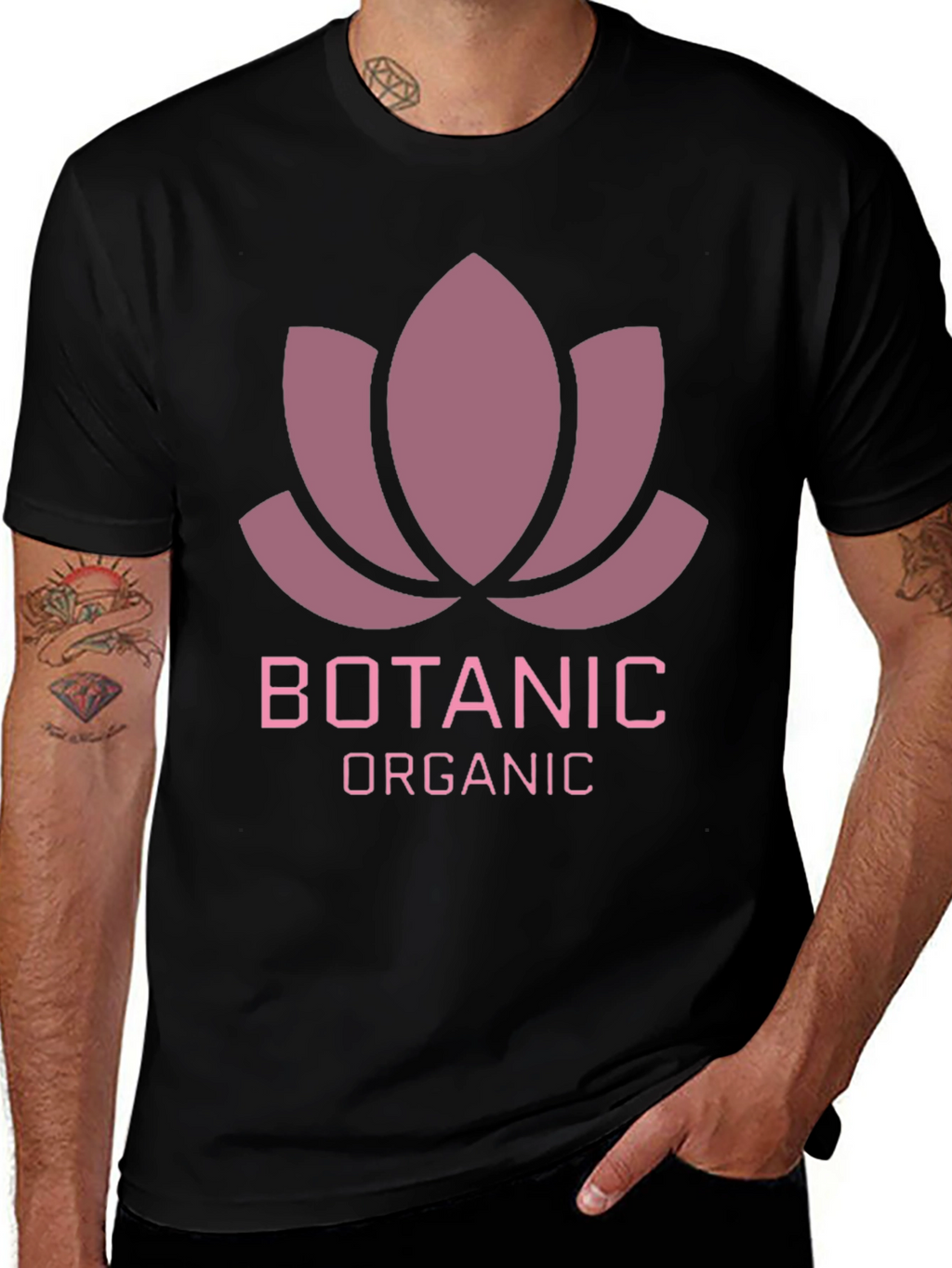 Botanic Organic Graphic Tee - Black Casual T-Shirt
