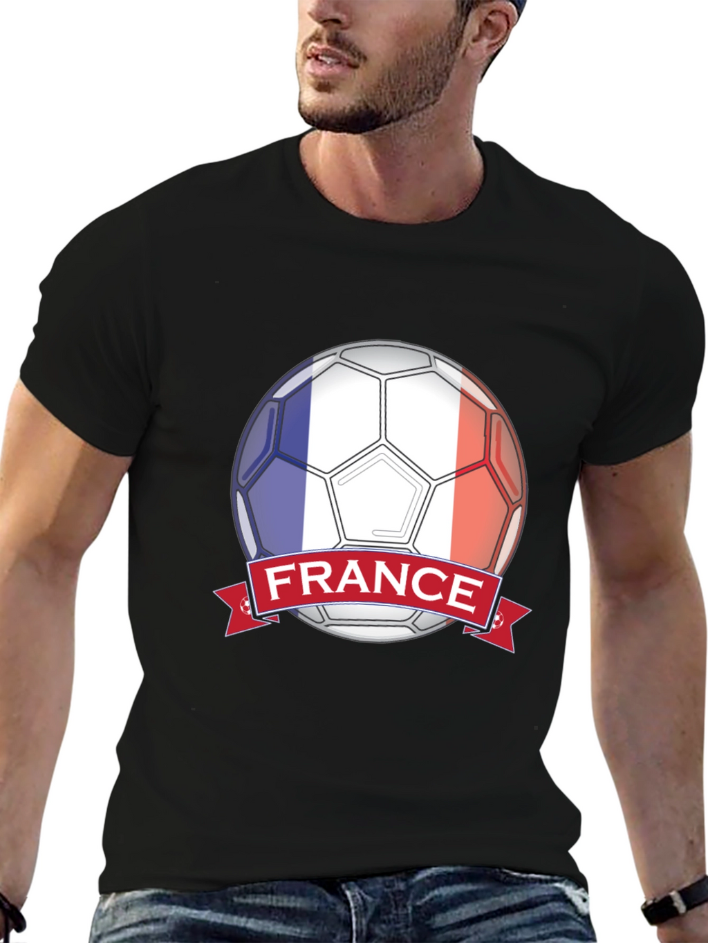 France Soccer Ball T-Shirt - Black Graphic Tee