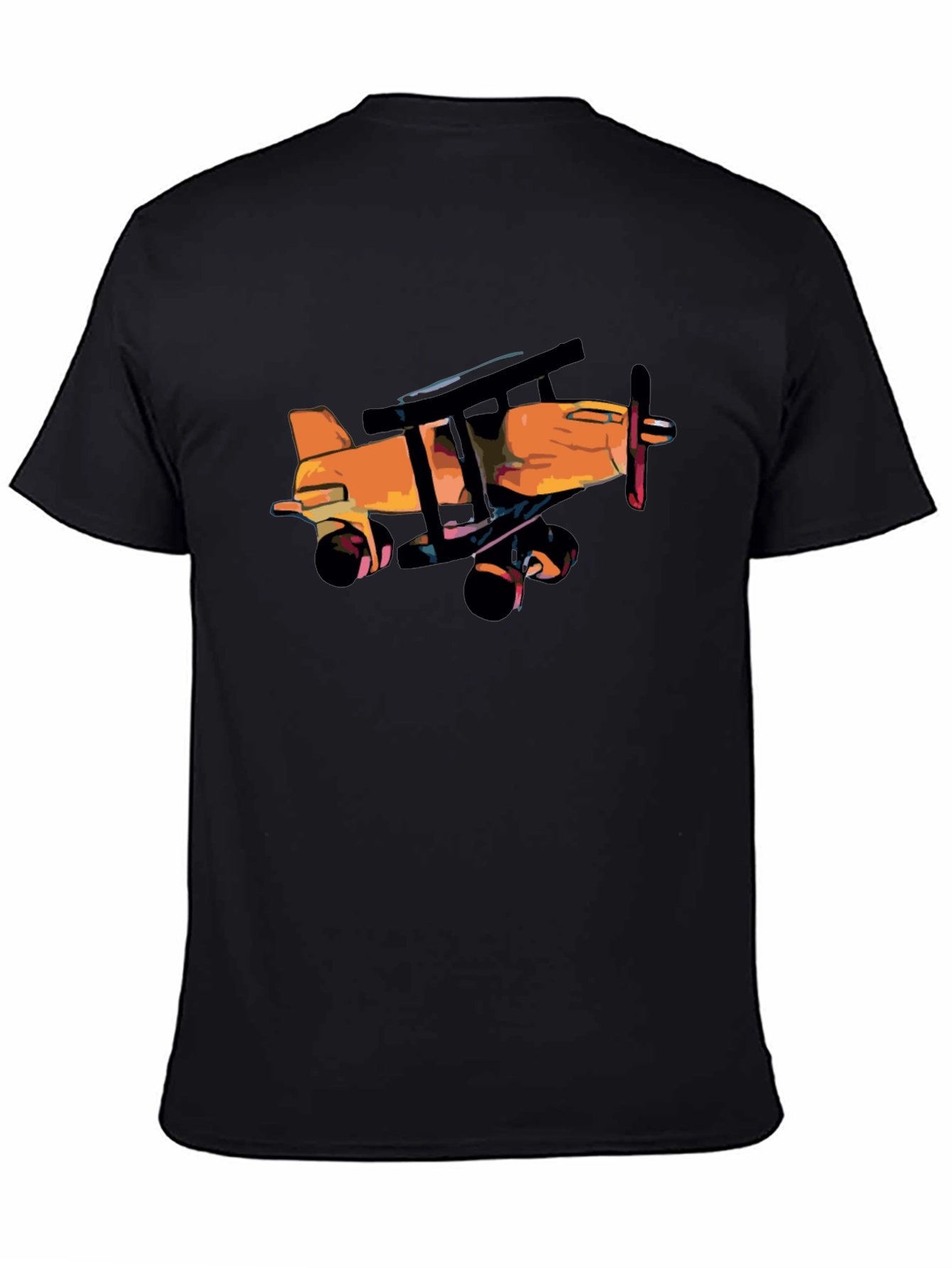 Vintage Biplane Graphic Tee - Black