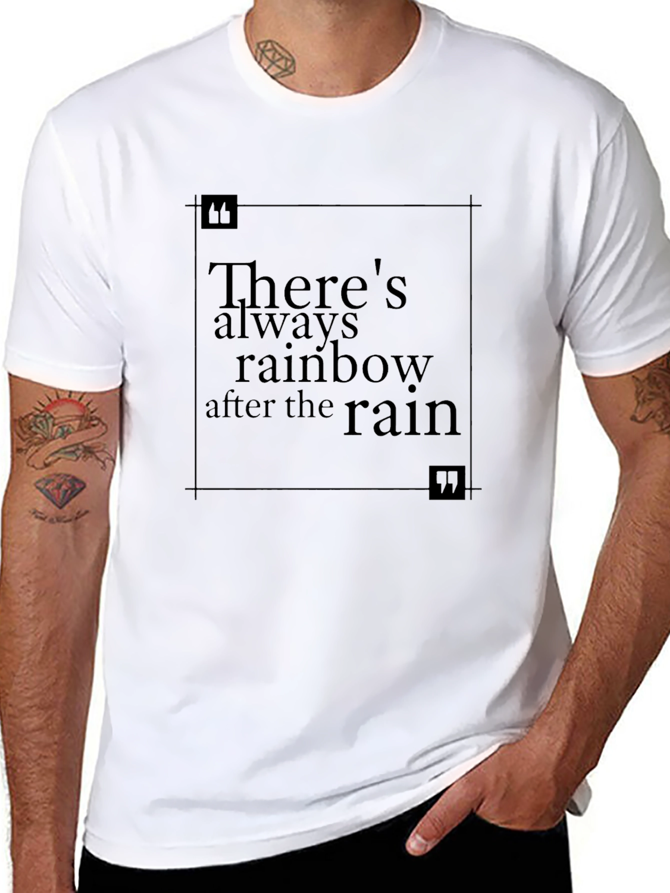 Rainbow After Rain Black T-Shirt - Inspirational Quote Tee