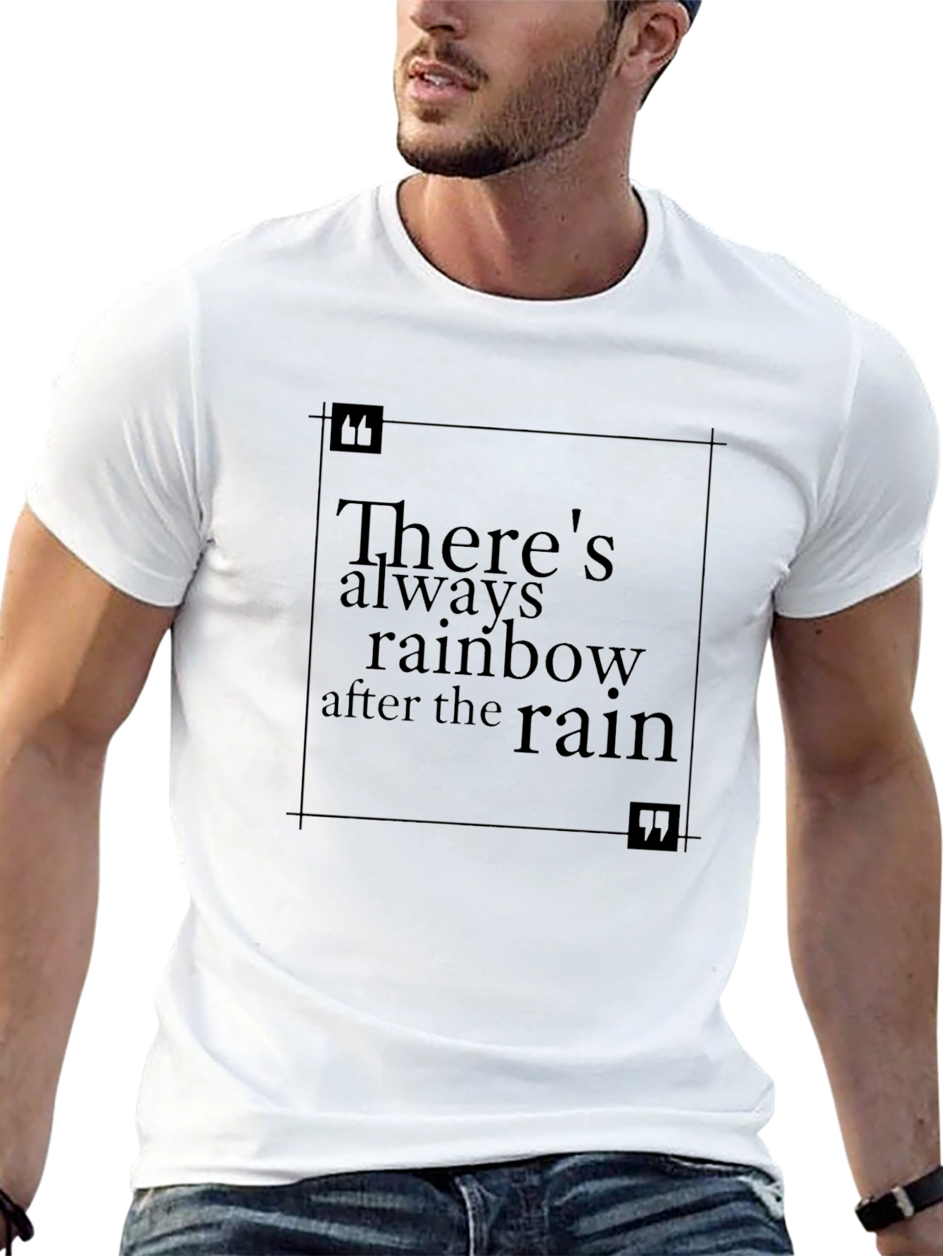 Rainbow After Rain Black T-Shirt - Inspirational Quote Tee