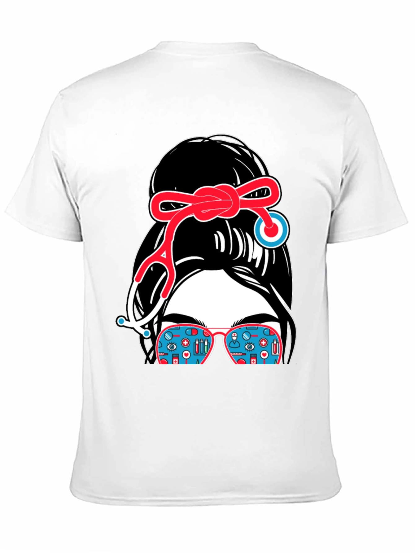Nurse Messy Bun Stethoscope T-Shirt