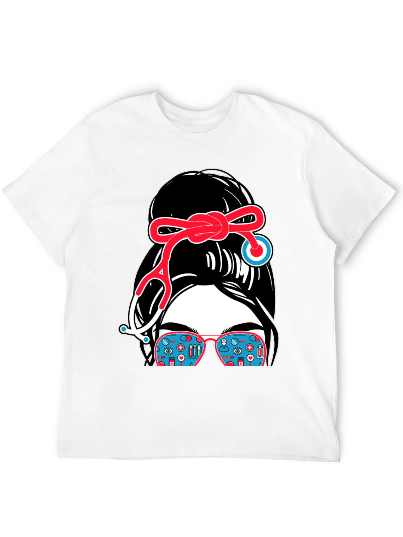 Nurse Messy Bun Stethoscope T-Shirt