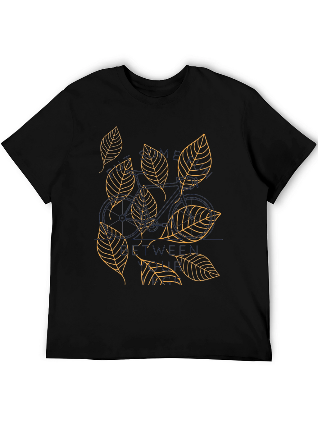 Mens Black T-Shirt with Leaf Design