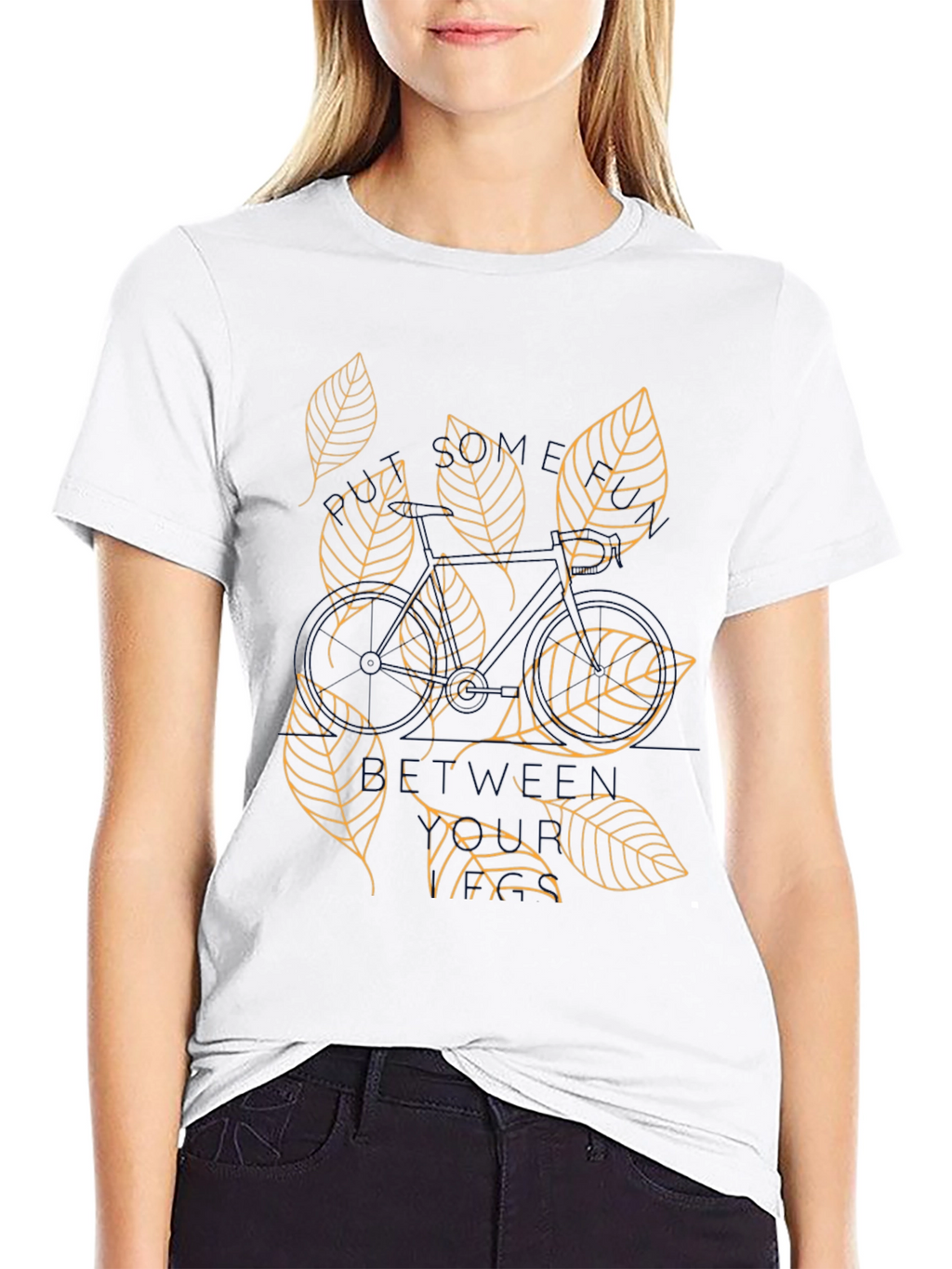 Mens Black T-Shirt with Leaf Design