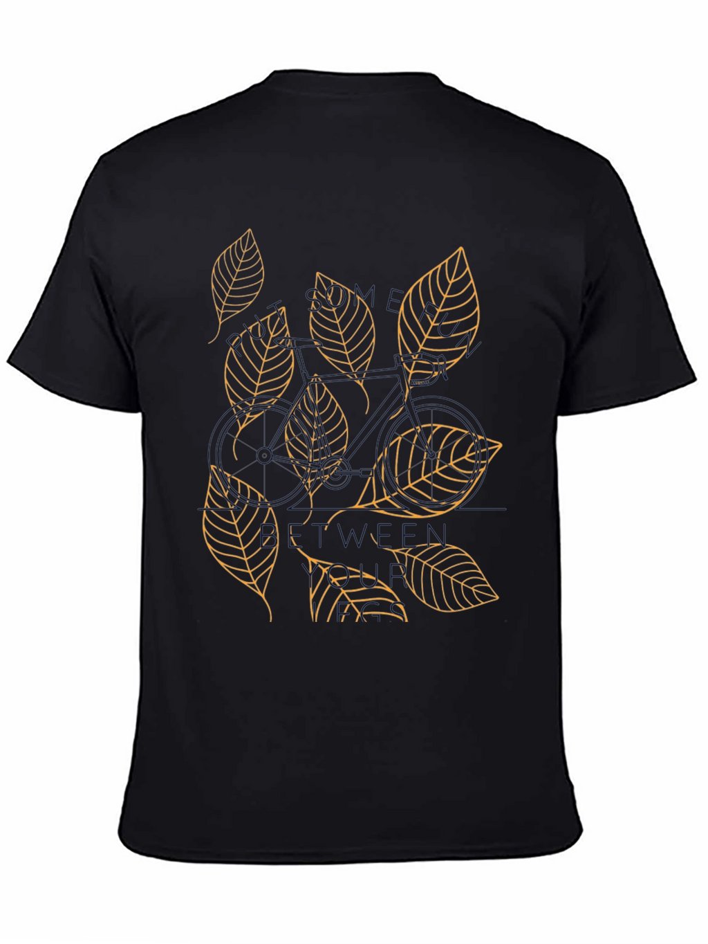 Mens Black T-Shirt with Leaf Design