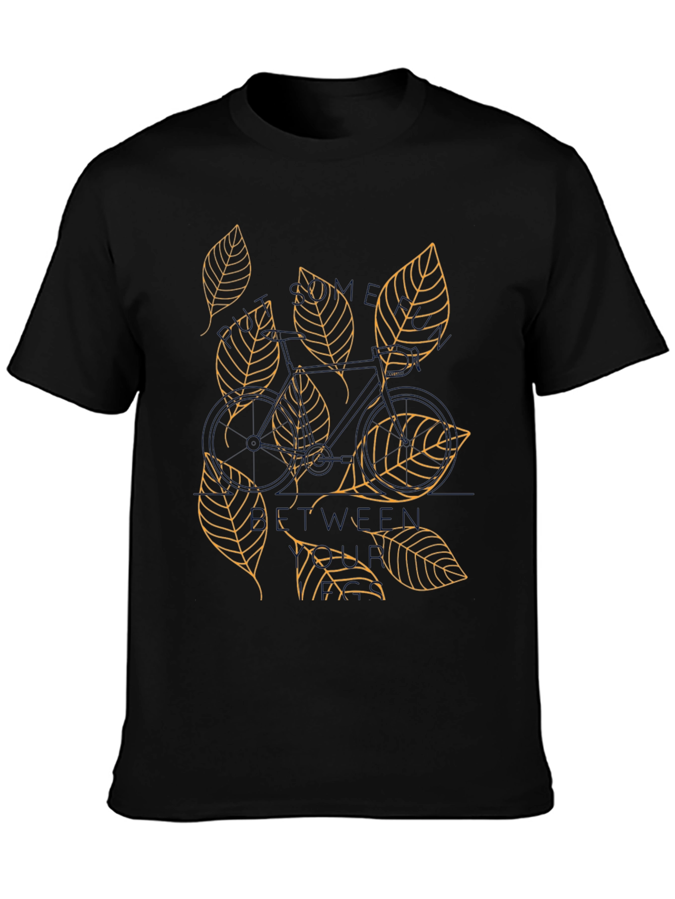 Mens Black T-Shirt with Leaf Design