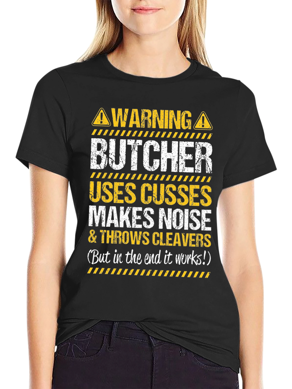 Warning Butcher Graphic T-Shirt - Funny Meat Cutter Tee