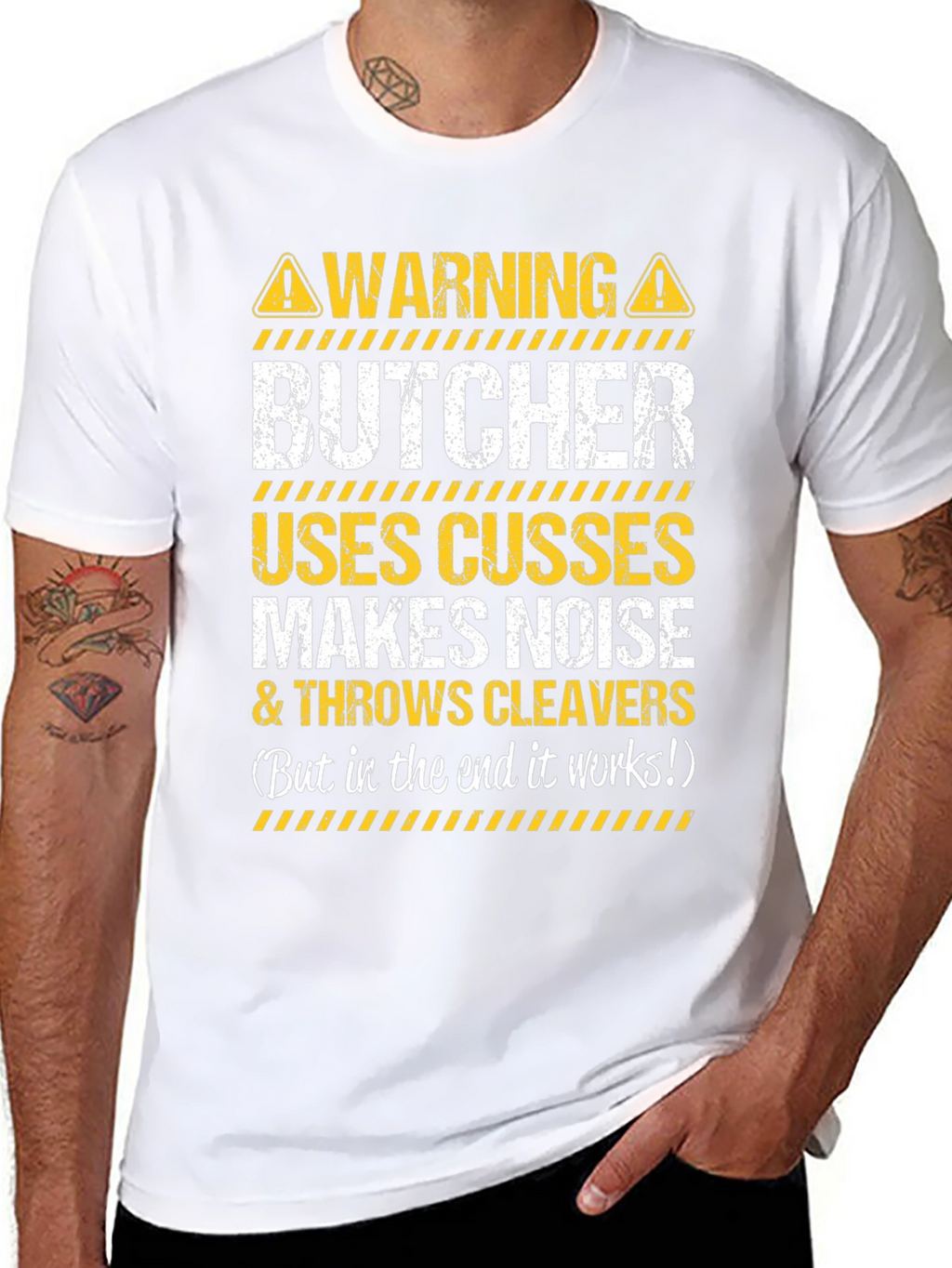 Warning Butcher Graphic T-Shirt - Funny Meat Cutter Tee