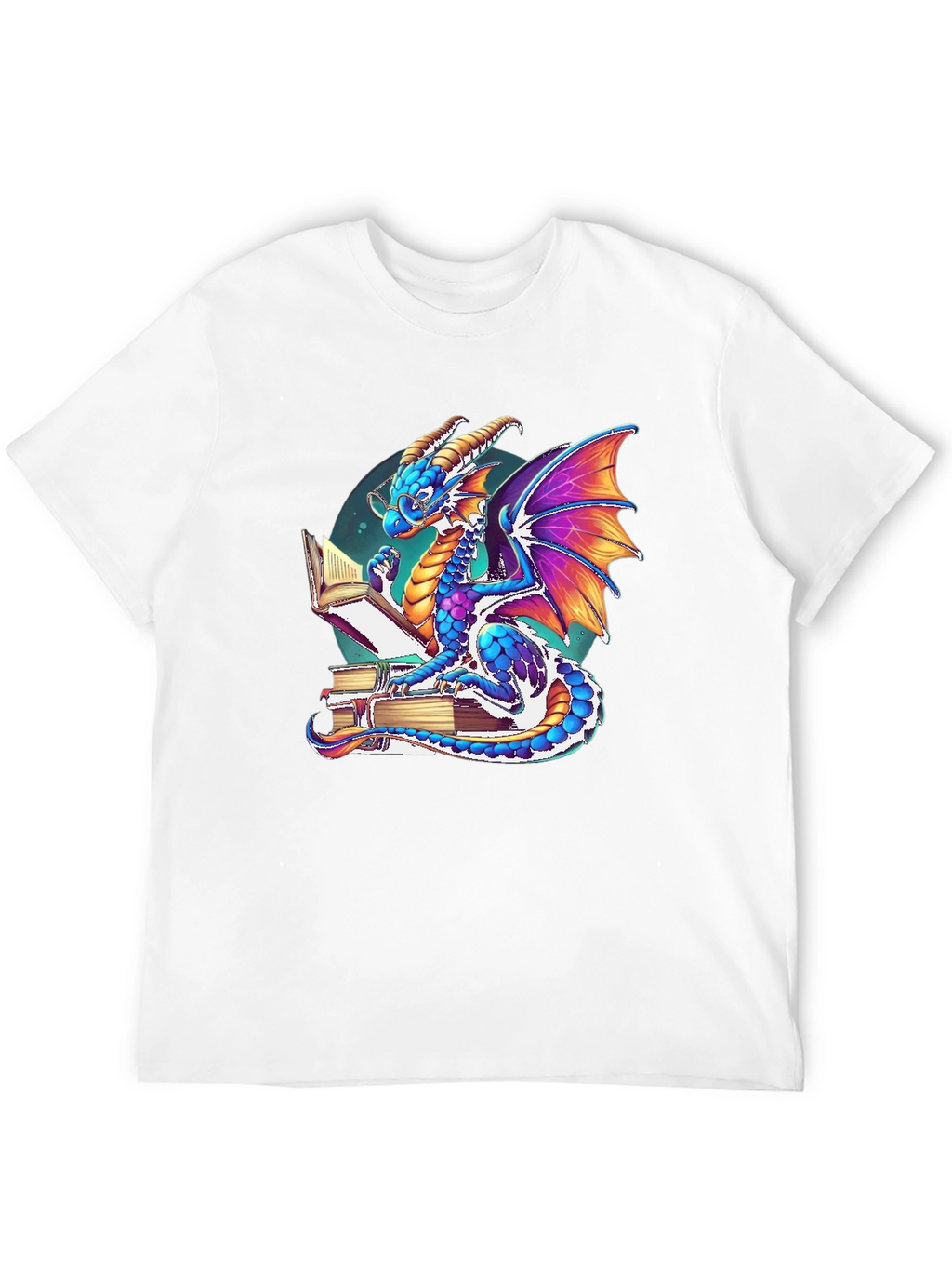 Dragon Reader T-Shirt: Whimsical Literary Style