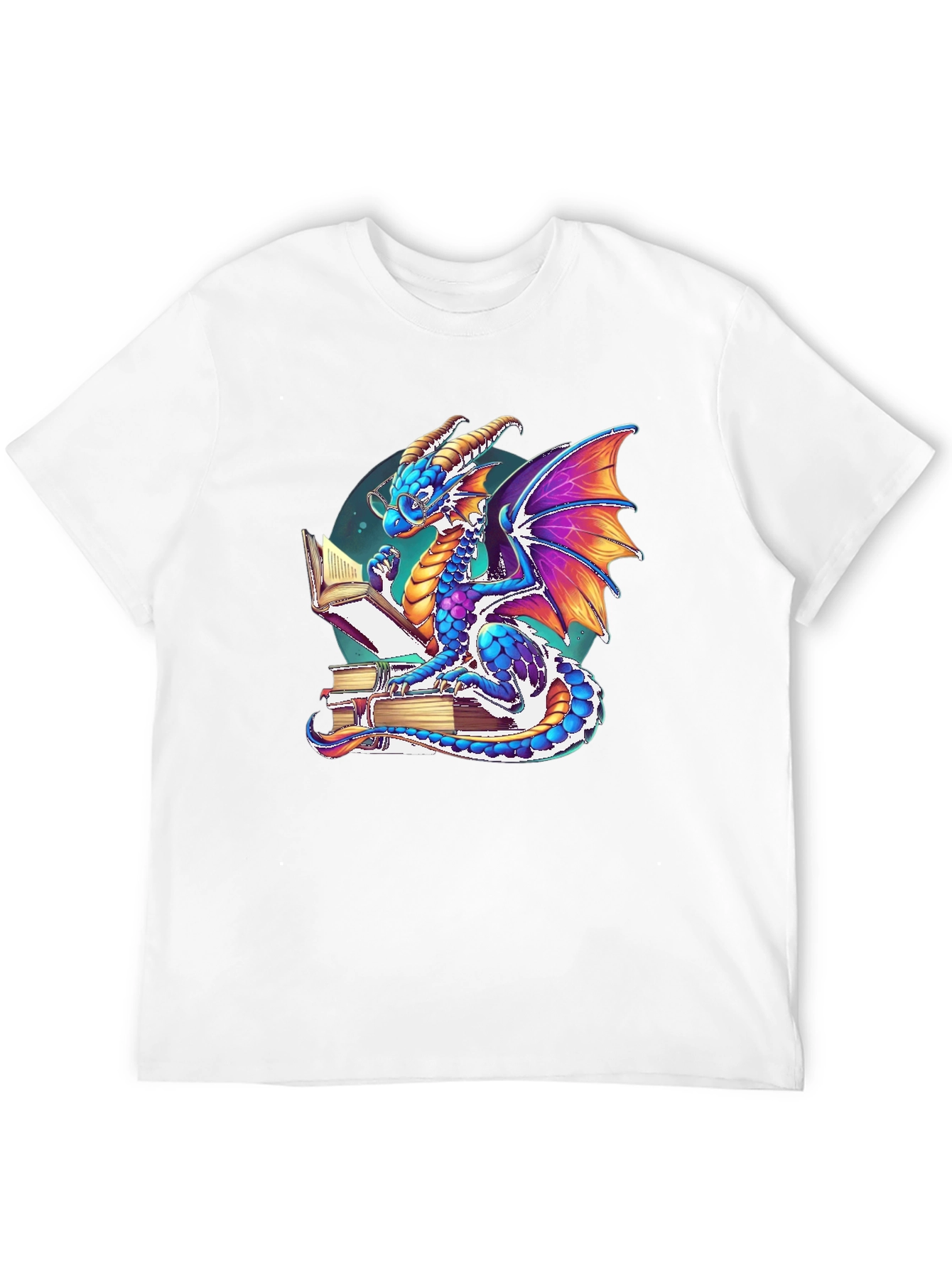 Dragon Reader T-Shirt: Whimsical Literary Style