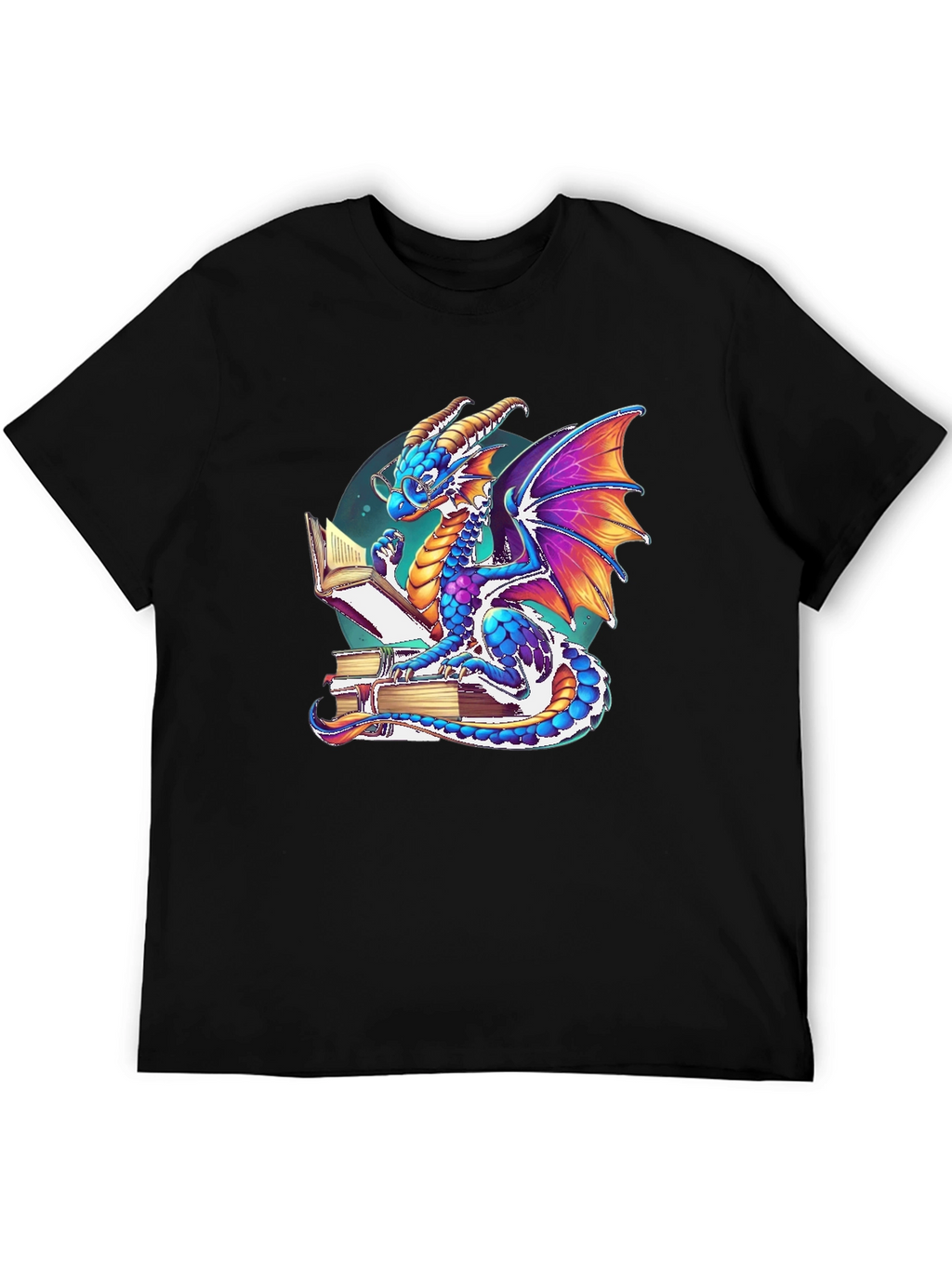 Dragon Reader T-Shirt: Whimsical Literary Style