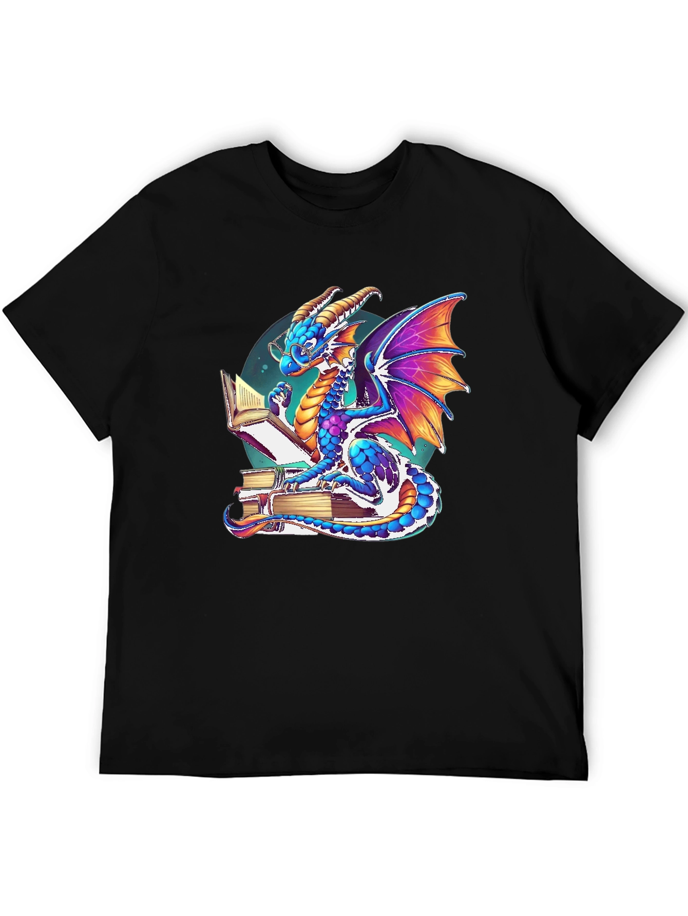 Dragon Reader T-Shirt: Whimsical Literary Style