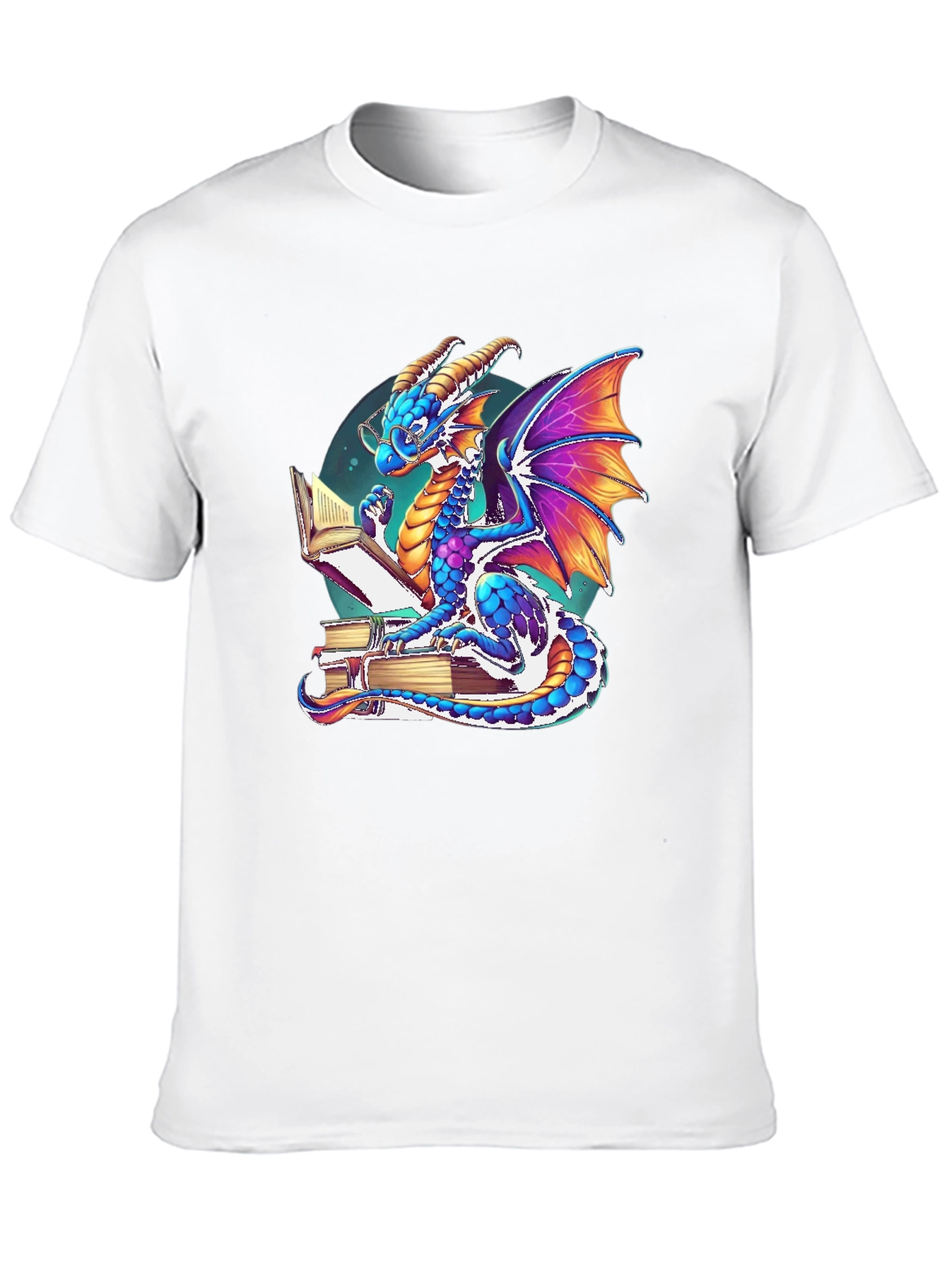 Dragon Reader T-Shirt: Whimsical Literary Style