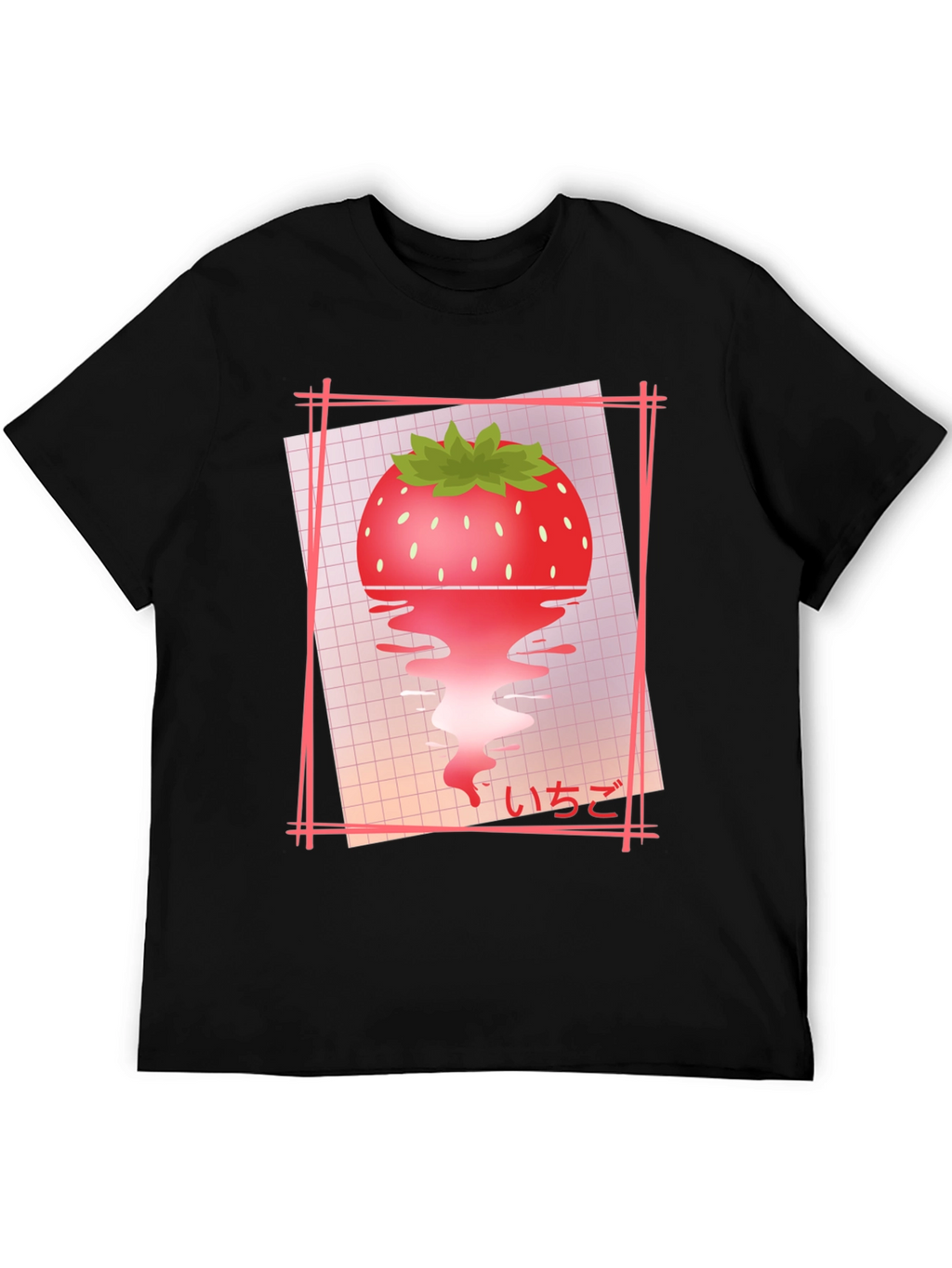 Strawberry Vaporwave T-Shirt - Black