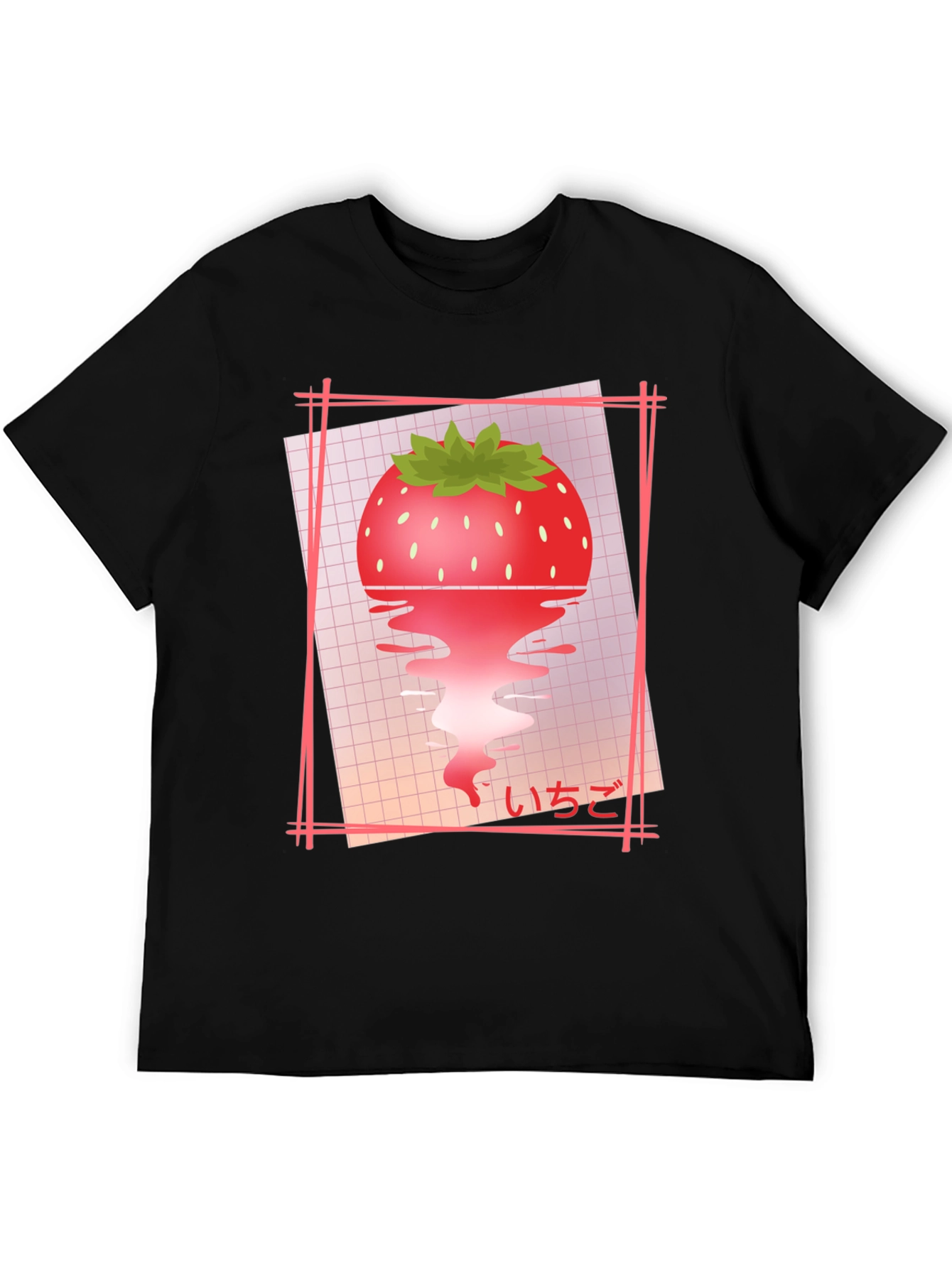 Strawberry Vaporwave T-Shirt - Black