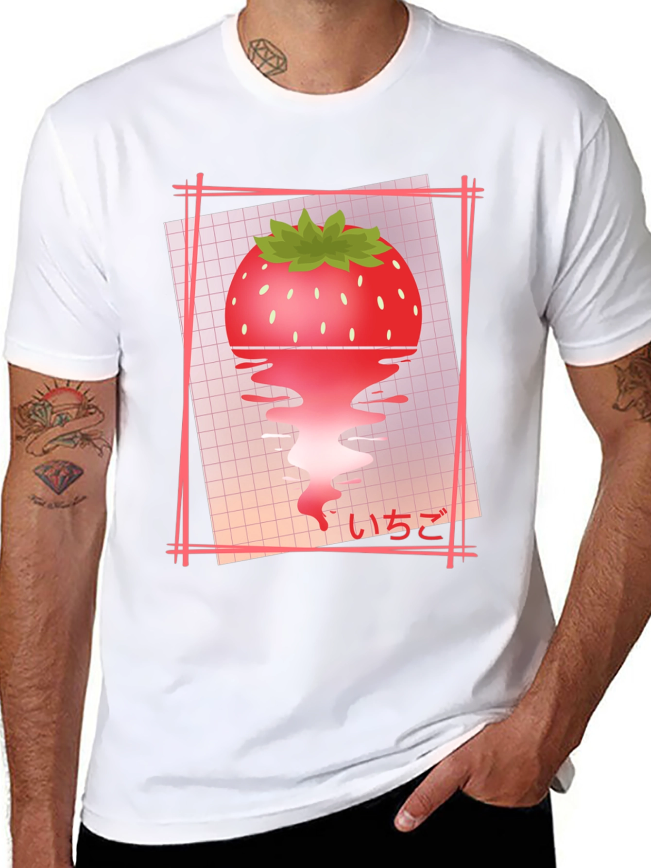 Strawberry Vaporwave T-Shirt - Black