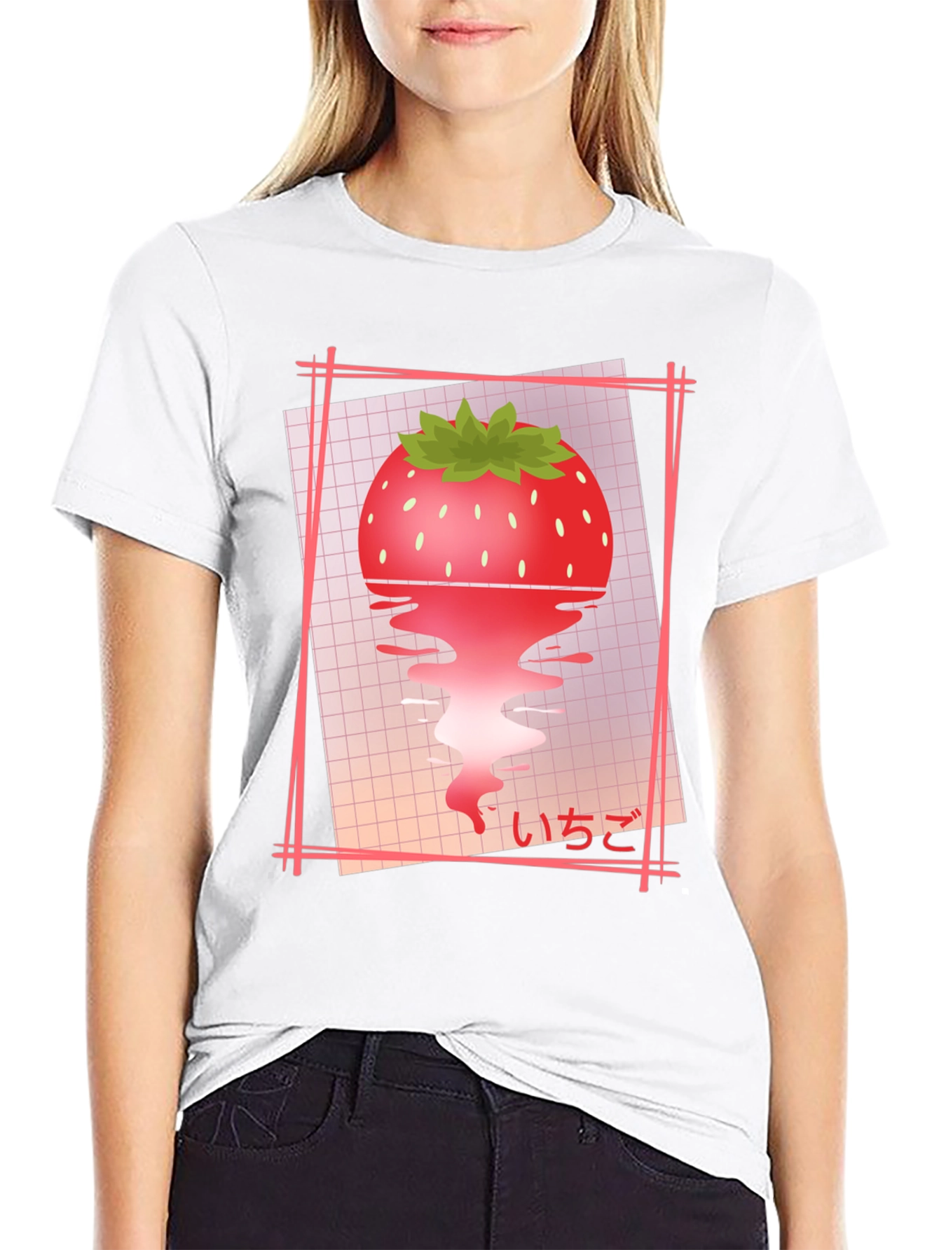 Strawberry Vaporwave T-Shirt - Black