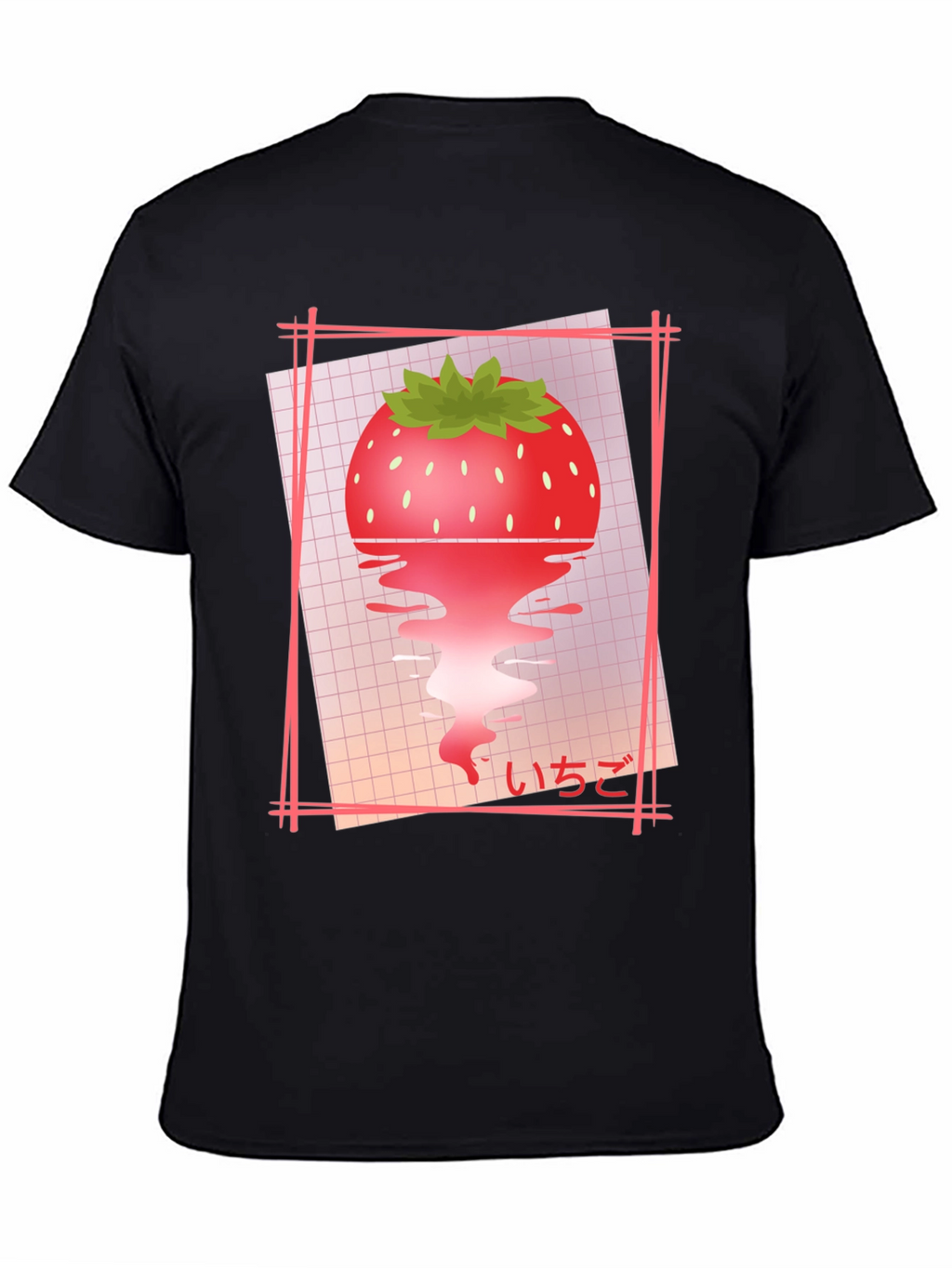 Strawberry Vaporwave T-Shirt - Black