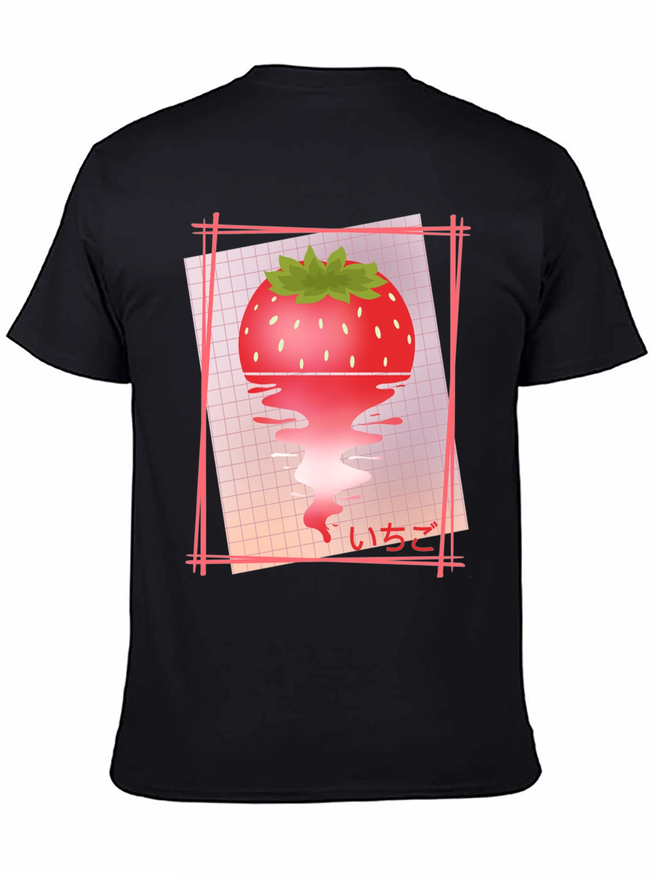 Strawberry Vaporwave T-Shirt - Black