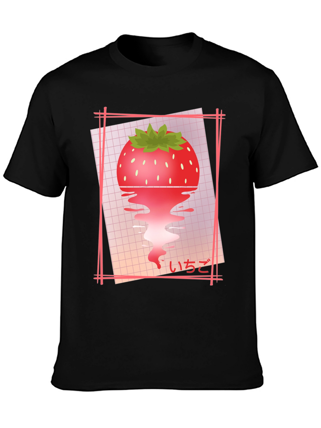 Strawberry Vaporwave T-Shirt - Black