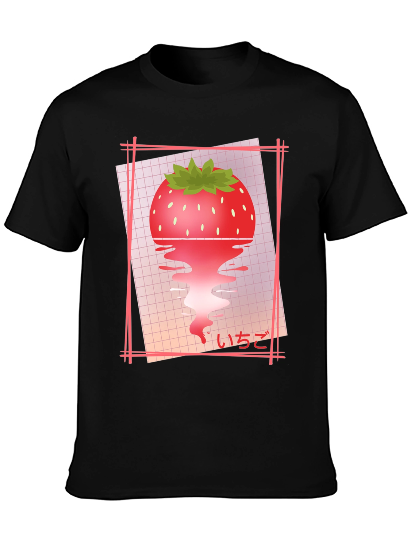 Strawberry Vaporwave T-Shirt - Black