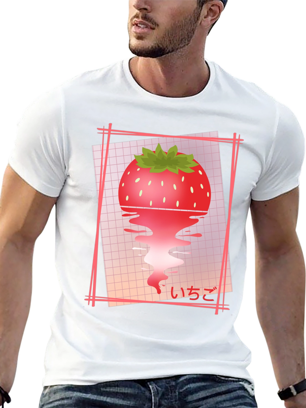 Strawberry Vaporwave T-Shirt - Black