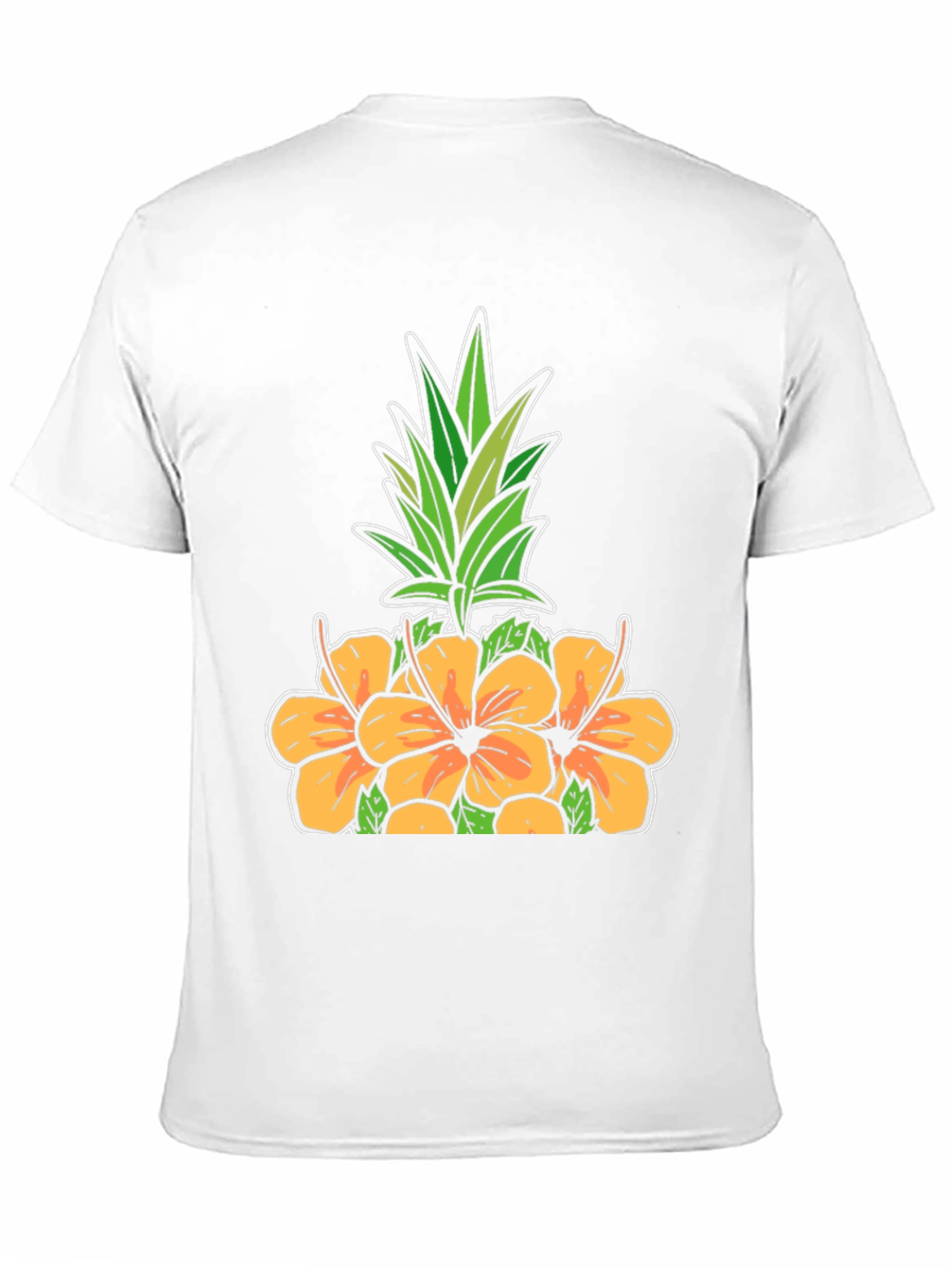 Floral Pineapple Graphic Tee - Black Cotton Shirt