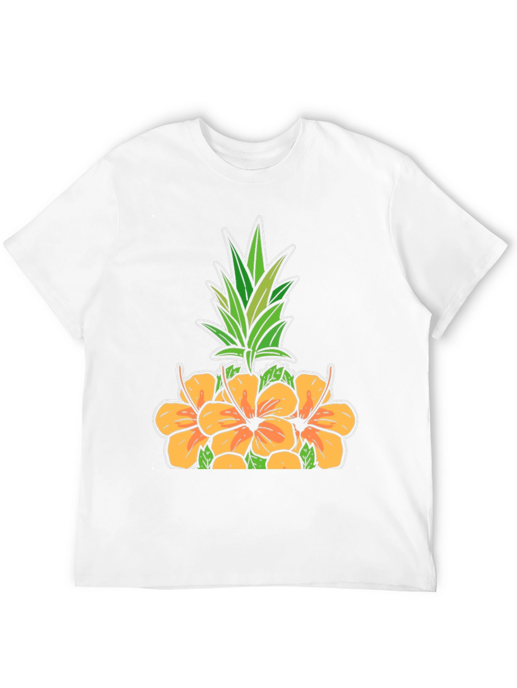Floral Pineapple Graphic Tee - Black Cotton Shirt