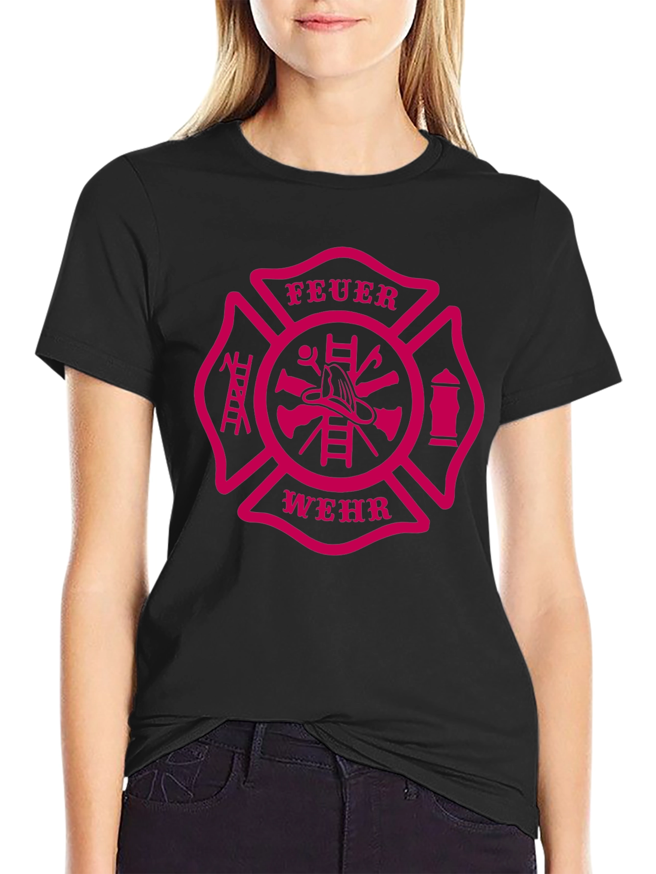 Feuerwehr Firefighter Maltese Cross Graphic T-Shirt