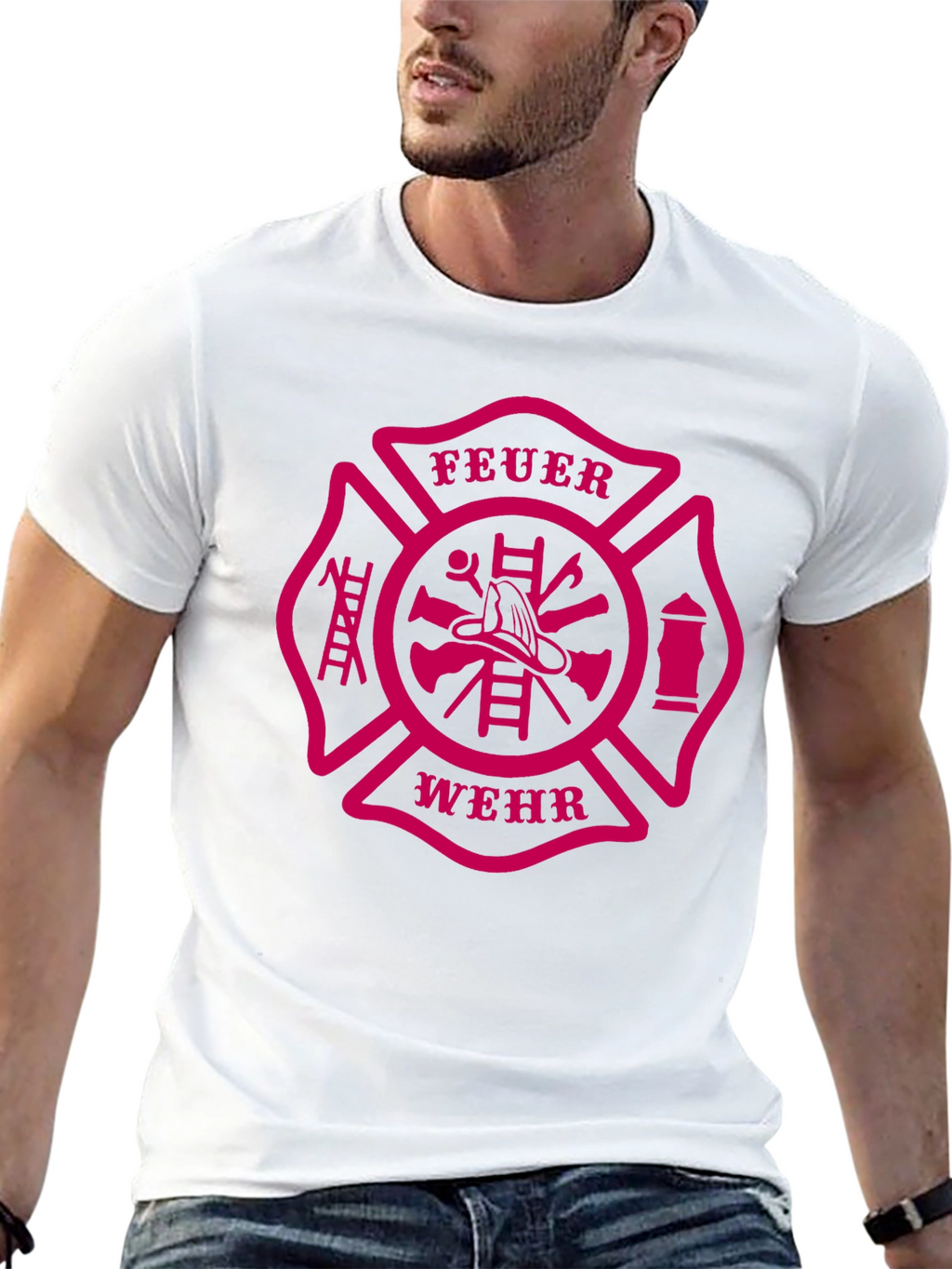 Feuerwehr Firefighter Maltese Cross Graphic T-Shirt